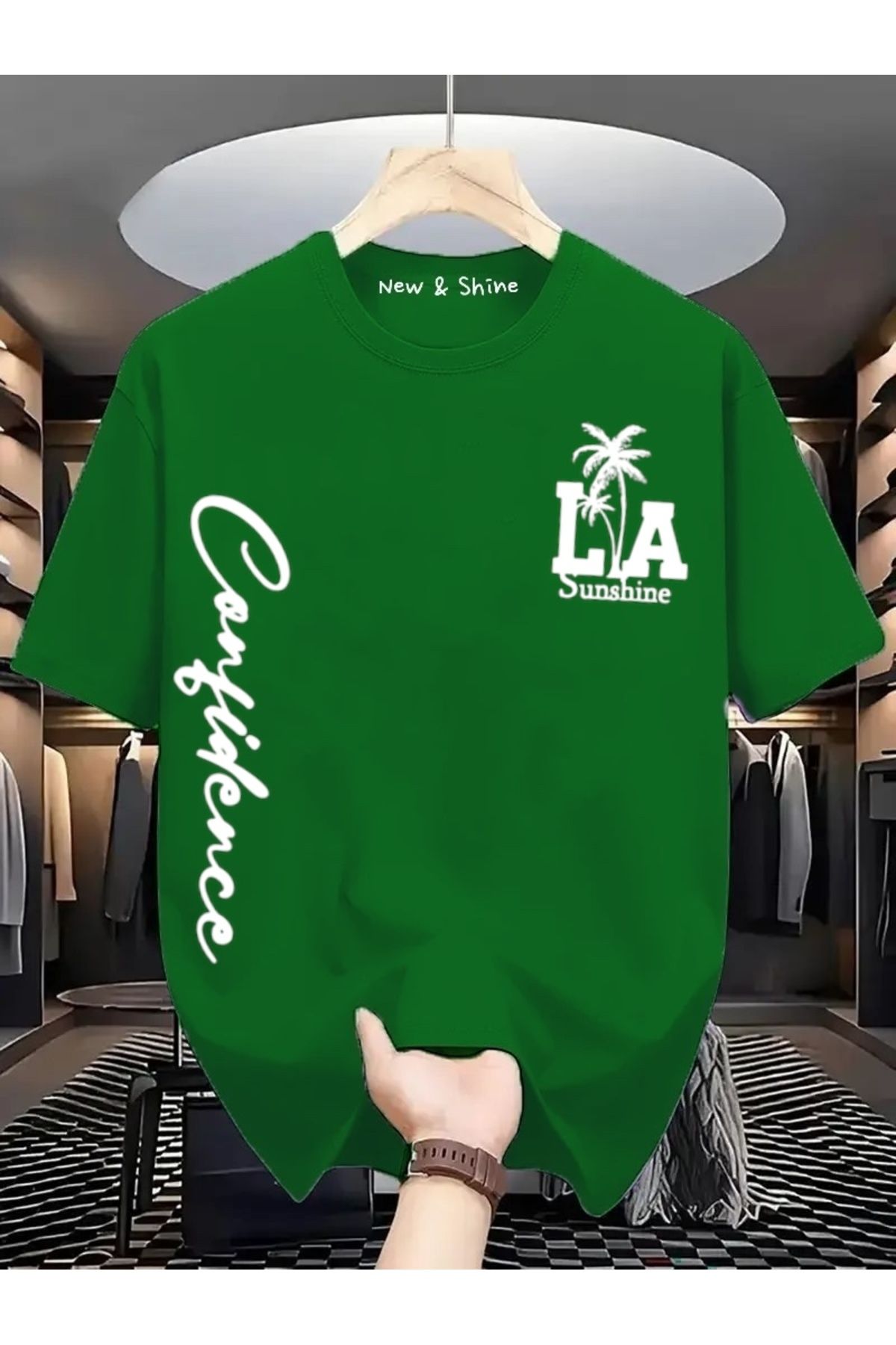 New Shine LA California Baskılı Büyük Beden Oversize T-Shirt