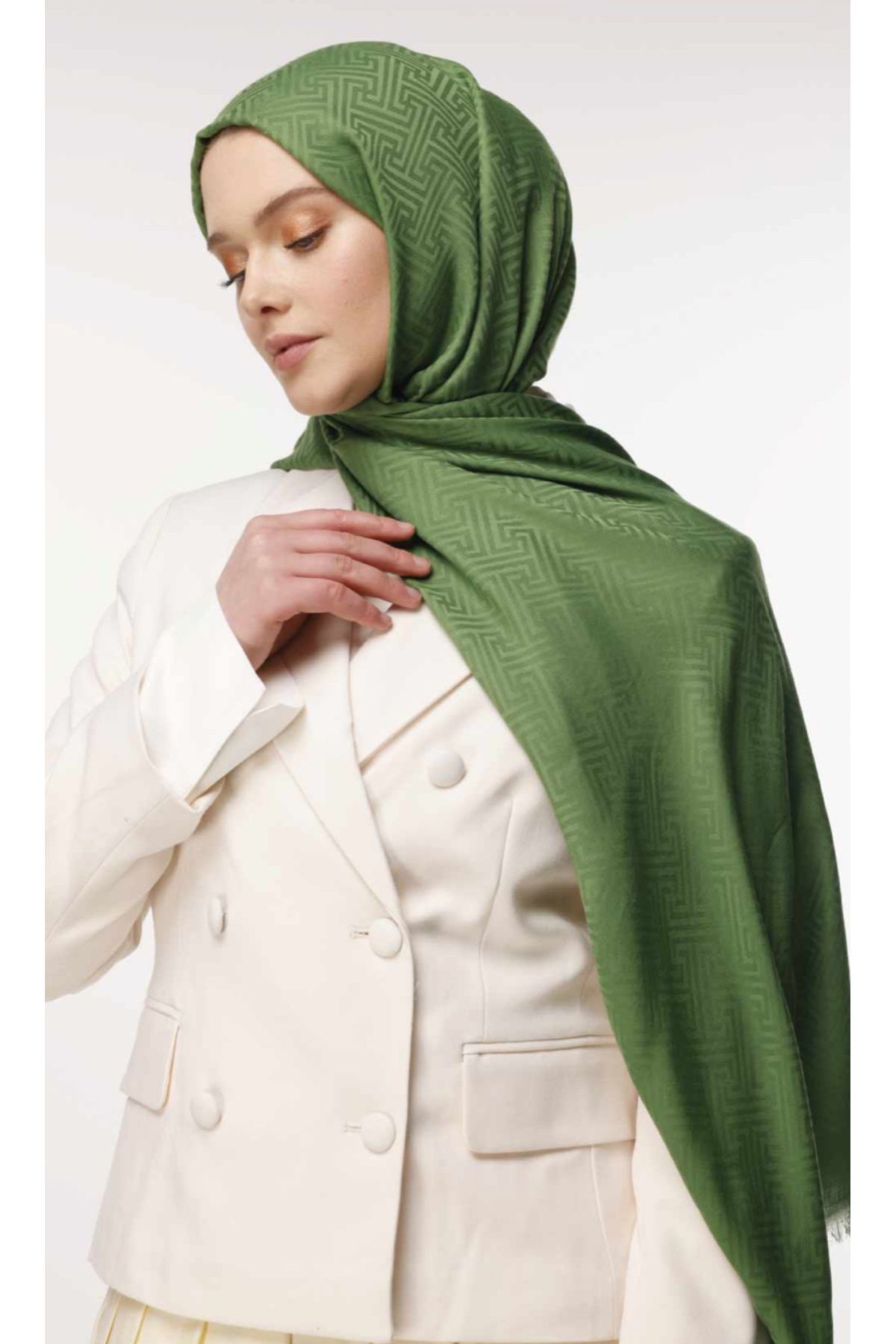 VALORSCARF Valor labirent desen şal enginar yeşili