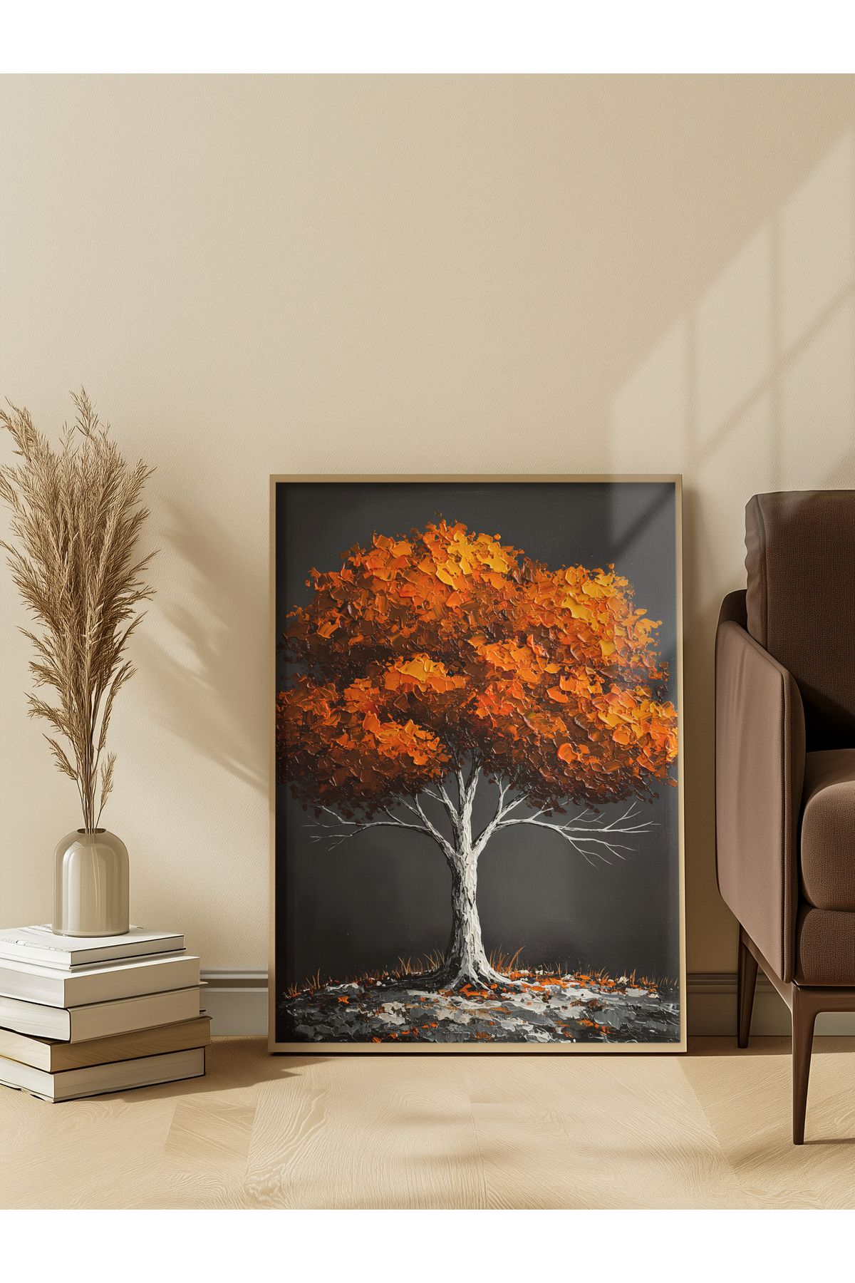 sames decoration Yağlı boya görünümlü eşsiz tasarım ağaç tablosu
