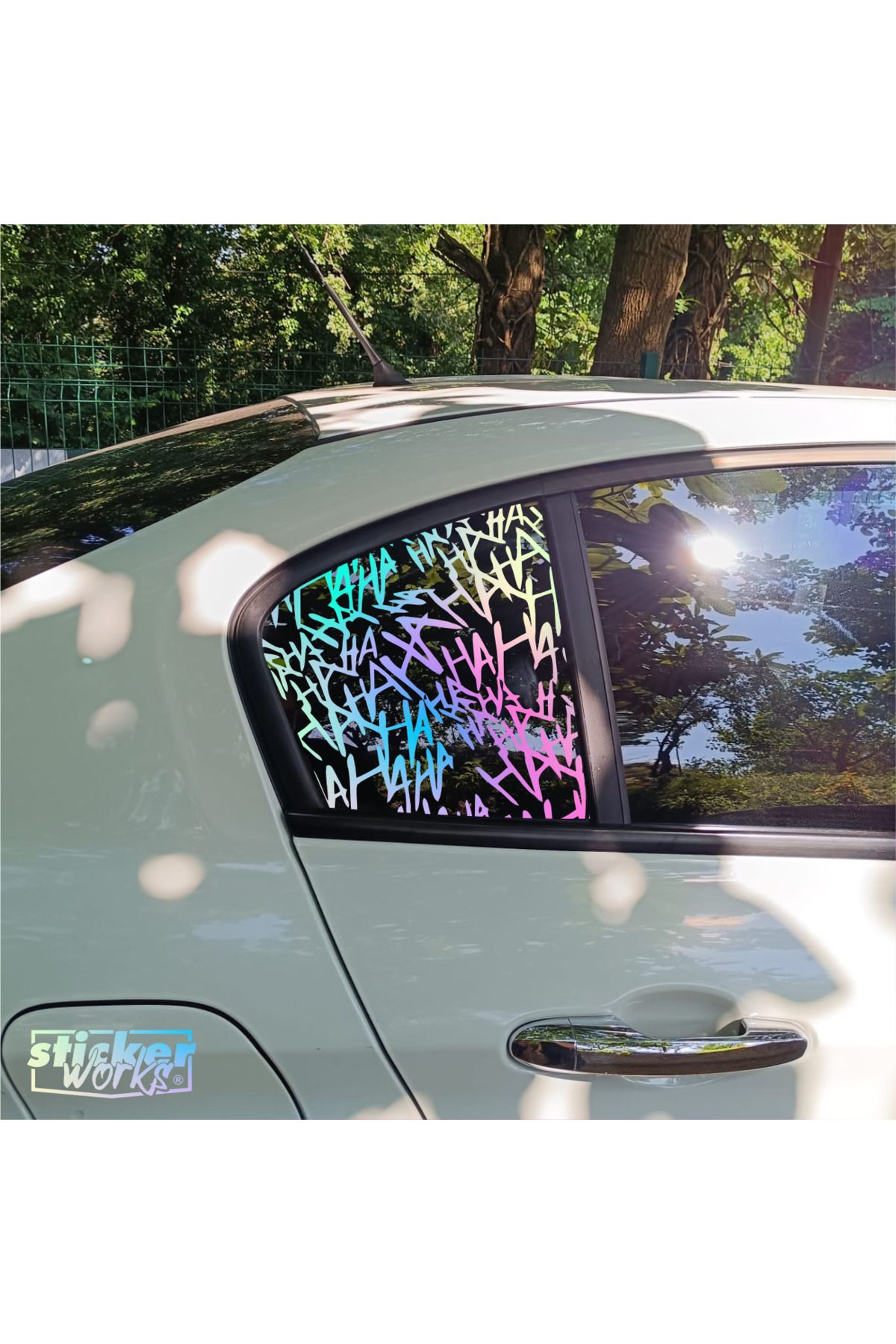 Sticker Works EGEA Kelebek Cam Hahaha Desen - Sağ Sol