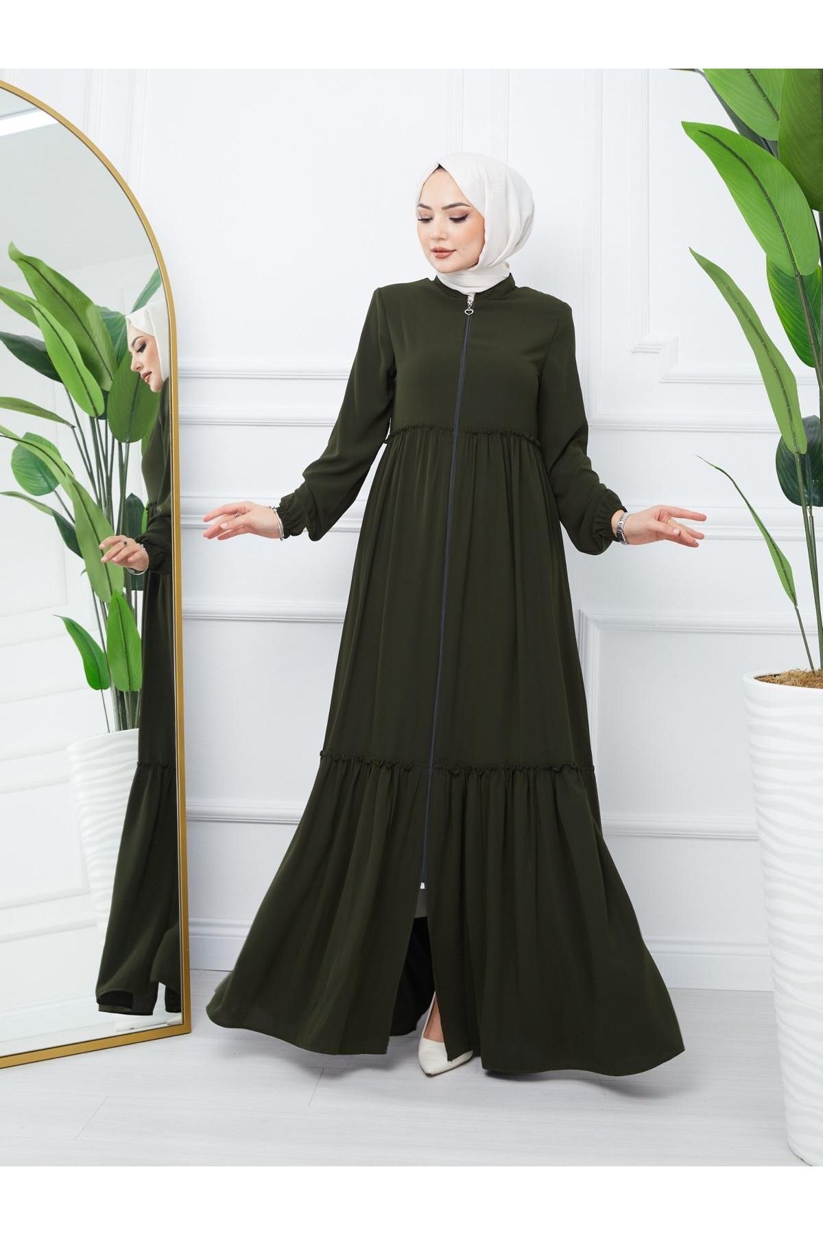 MODA STORE Medine İpeği Büzgülü Ferace