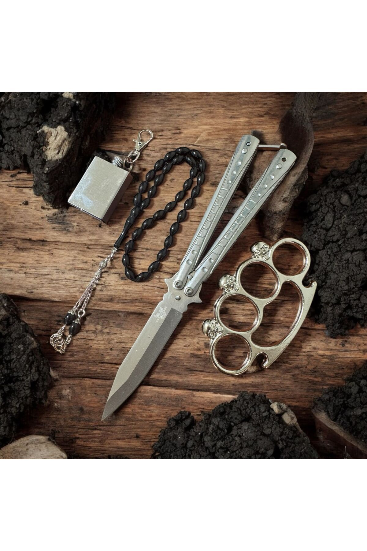 Retro Steampunk KAMPÇI GÜMÜŞ ÇELİK K3L3B3K ÇAKI