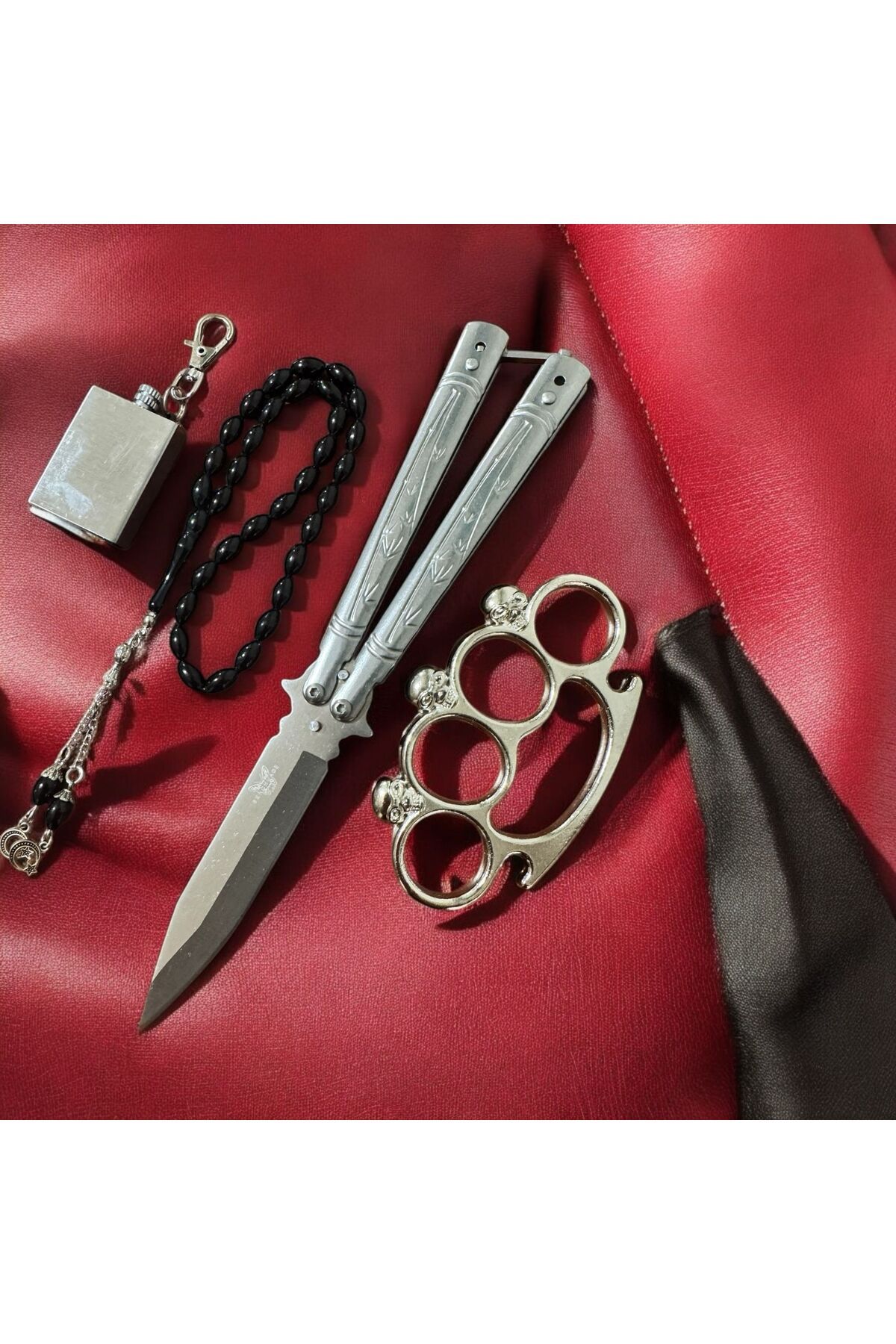 Retro Steampunk BAMBU DESENLİ GÜMÜŞ ÇELİK K3L3B3K ÇAKI
