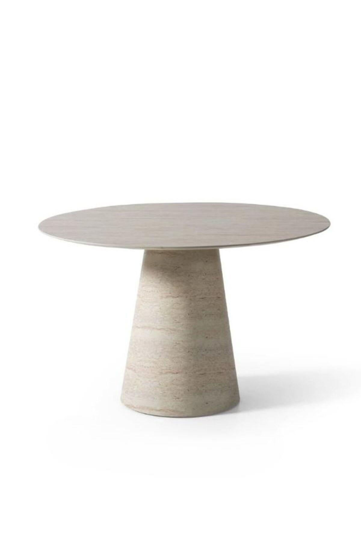 Gazzini Furniture Lucca Yuvarlak Traverten Masa, Konik 120x120