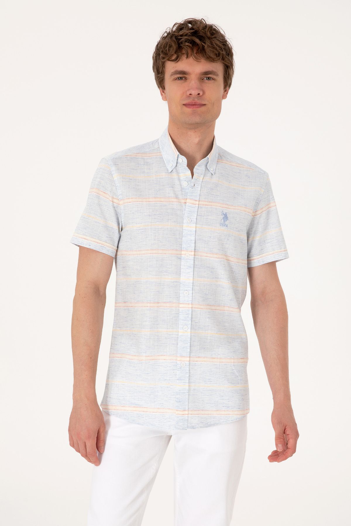U.S. Polo Assn. Erkek Açık Mavi Kısa Kollu Gömlek 50300004-VR003