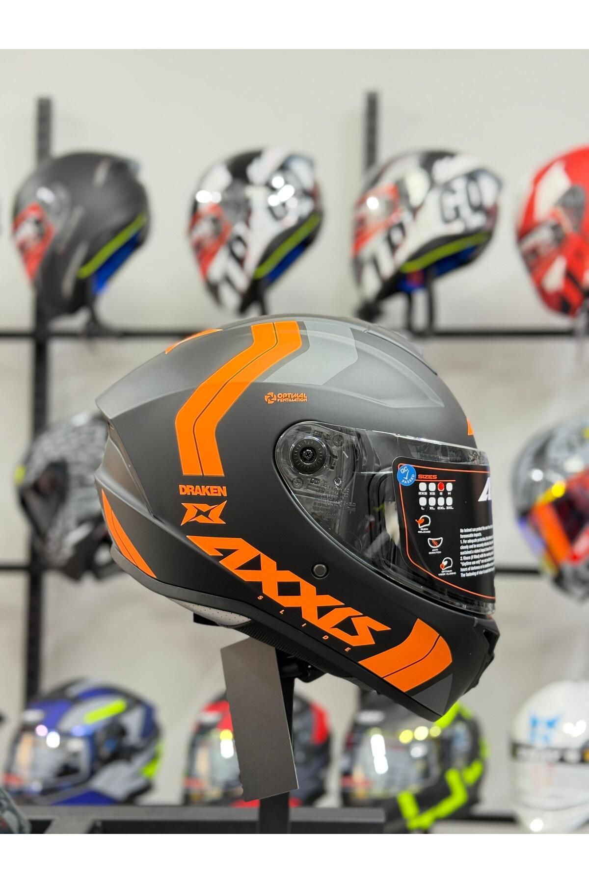 AXXIS DRAKEN S SLIDE B4 MATT FLUOR ORANGE KASK