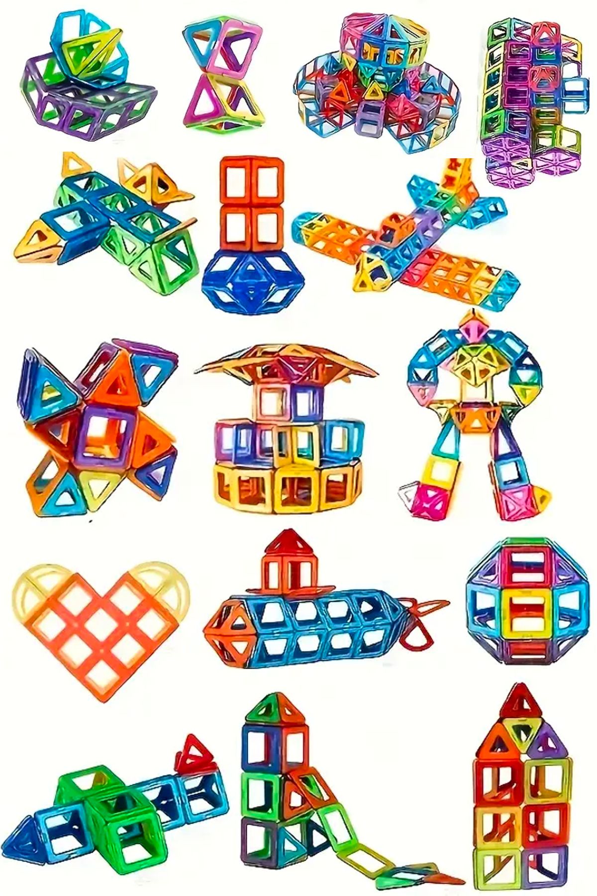Ay&tel kids wear collections 48 Parça Manyetik Renkli Yapı Blokları - Eğitici Zeka Oyunu 3+ Renkli, Eğitici, Zeka Oyuncağı