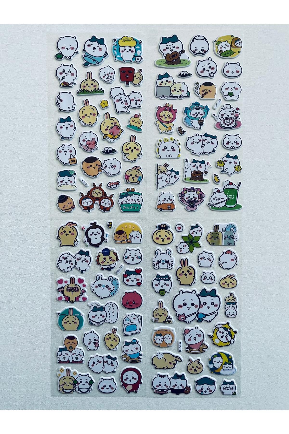 Mielibon 3D Kabartmalı Chiikawa Sticker Seti | Sevimli Hayvan Karakterleri