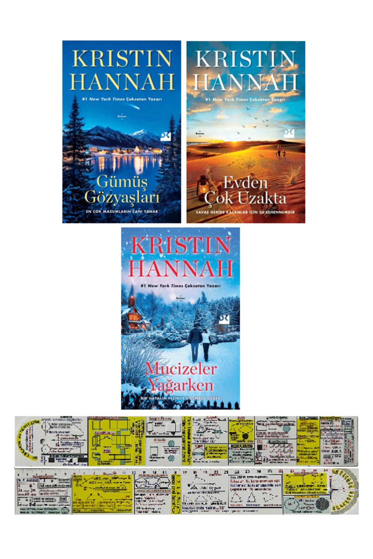 Doğan Kitap Kristin Hannah 3 Kitap / Gümüş Gözyaşları - Evden Çok Uzakta - Mucizeler Yağarken + Mat. Cetvel