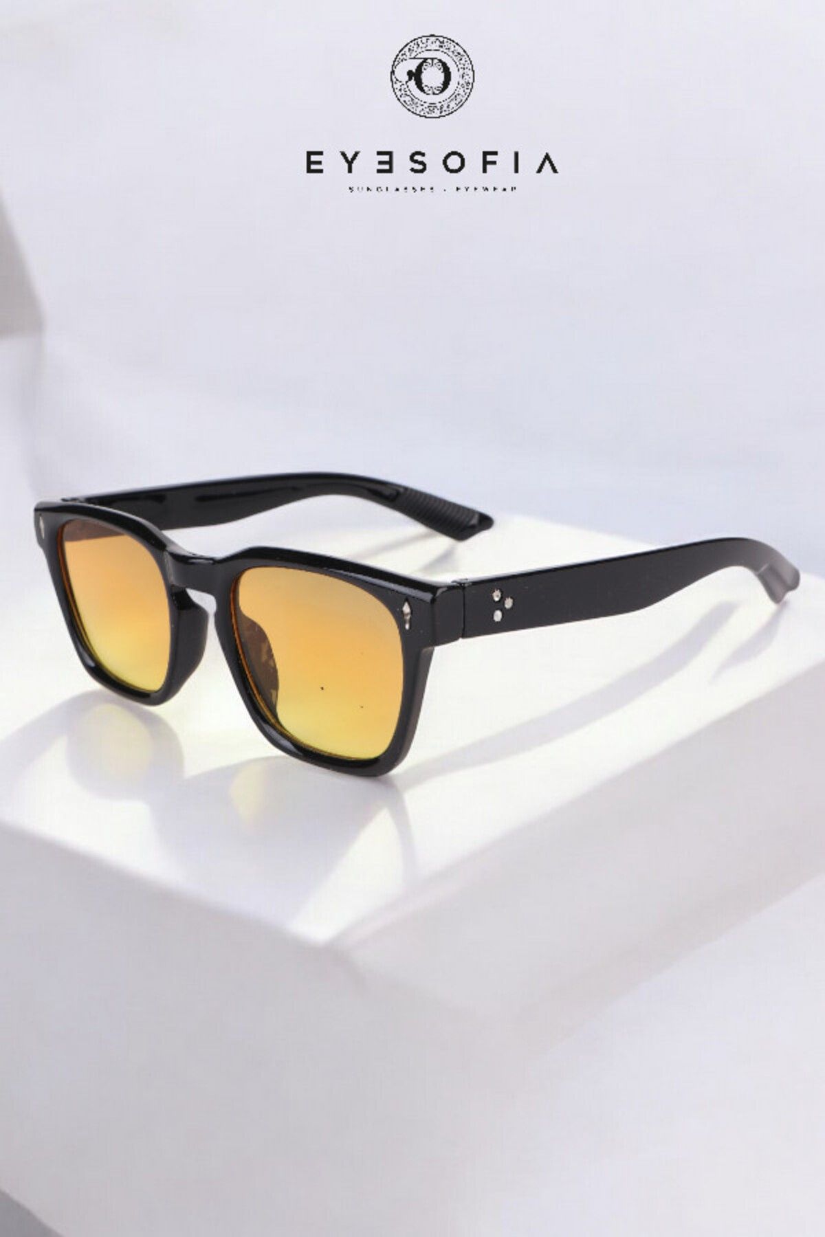 Eyesofia Bree Unisex Lüx Cam Siyah Füme Güneş Gözlüğü