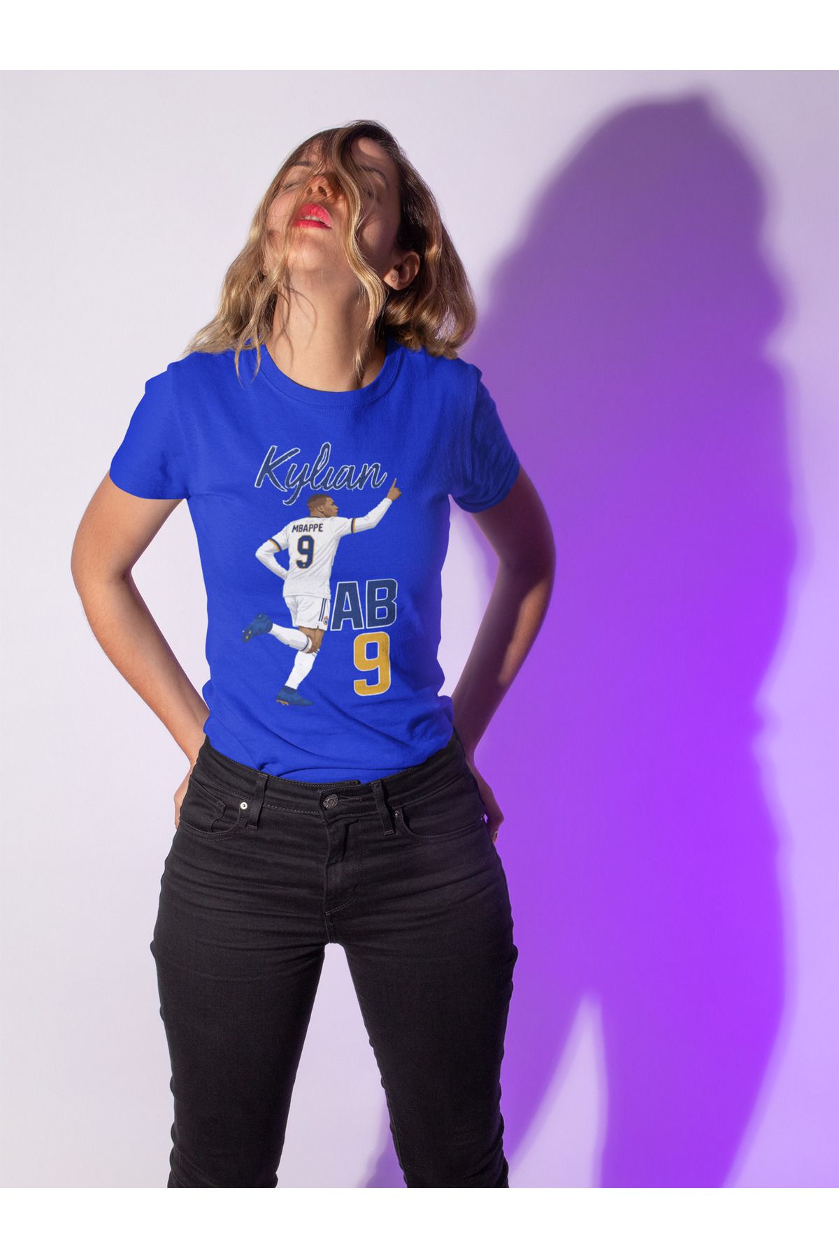 Biy Store Kylian Mbappe karikatür futbol forma baskılı unisex kısa kollu erkek tişört kadın t-shirt