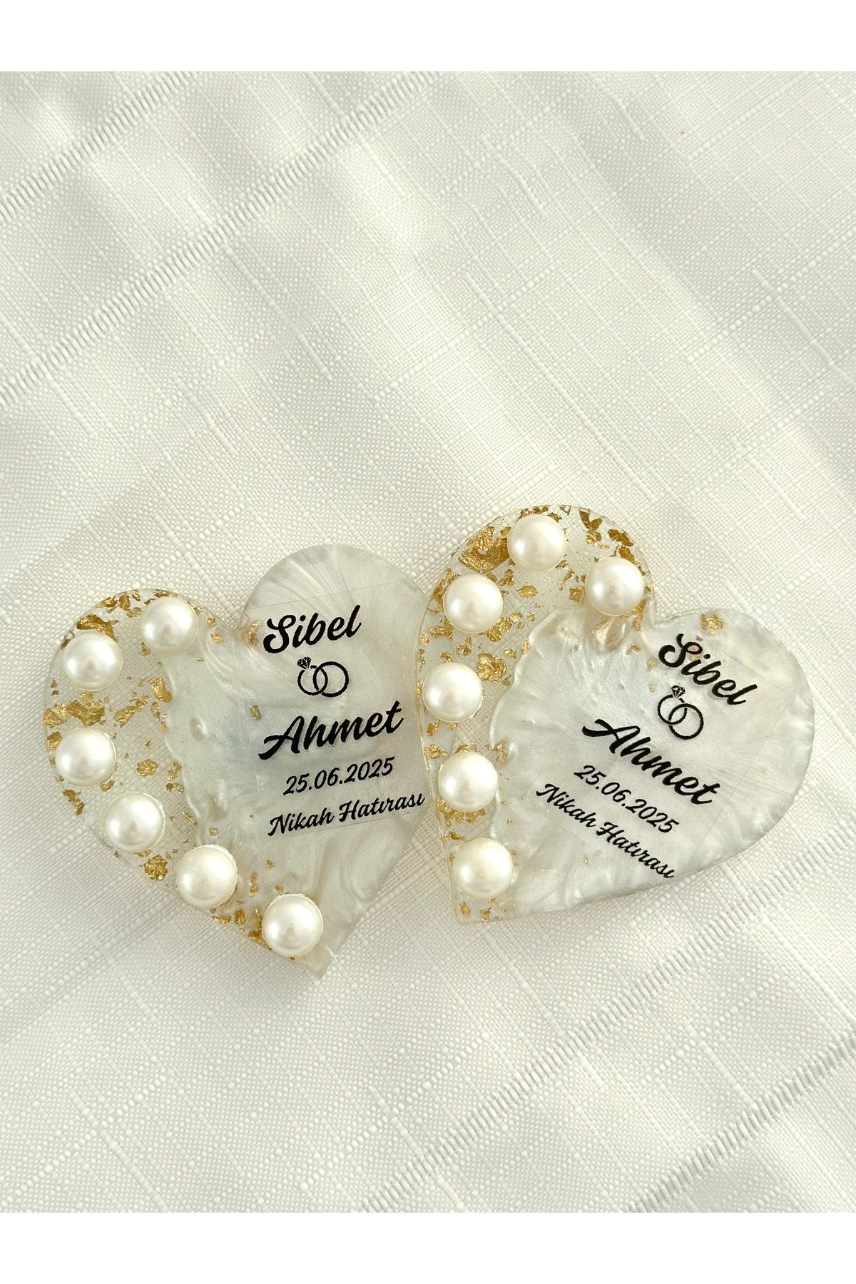 Lina Home Design Söz Nisan Magnet, Kalpli Magnet,İncili Magnet,nisan Hediyeligi,nikah Hediyeligi-10 Adet