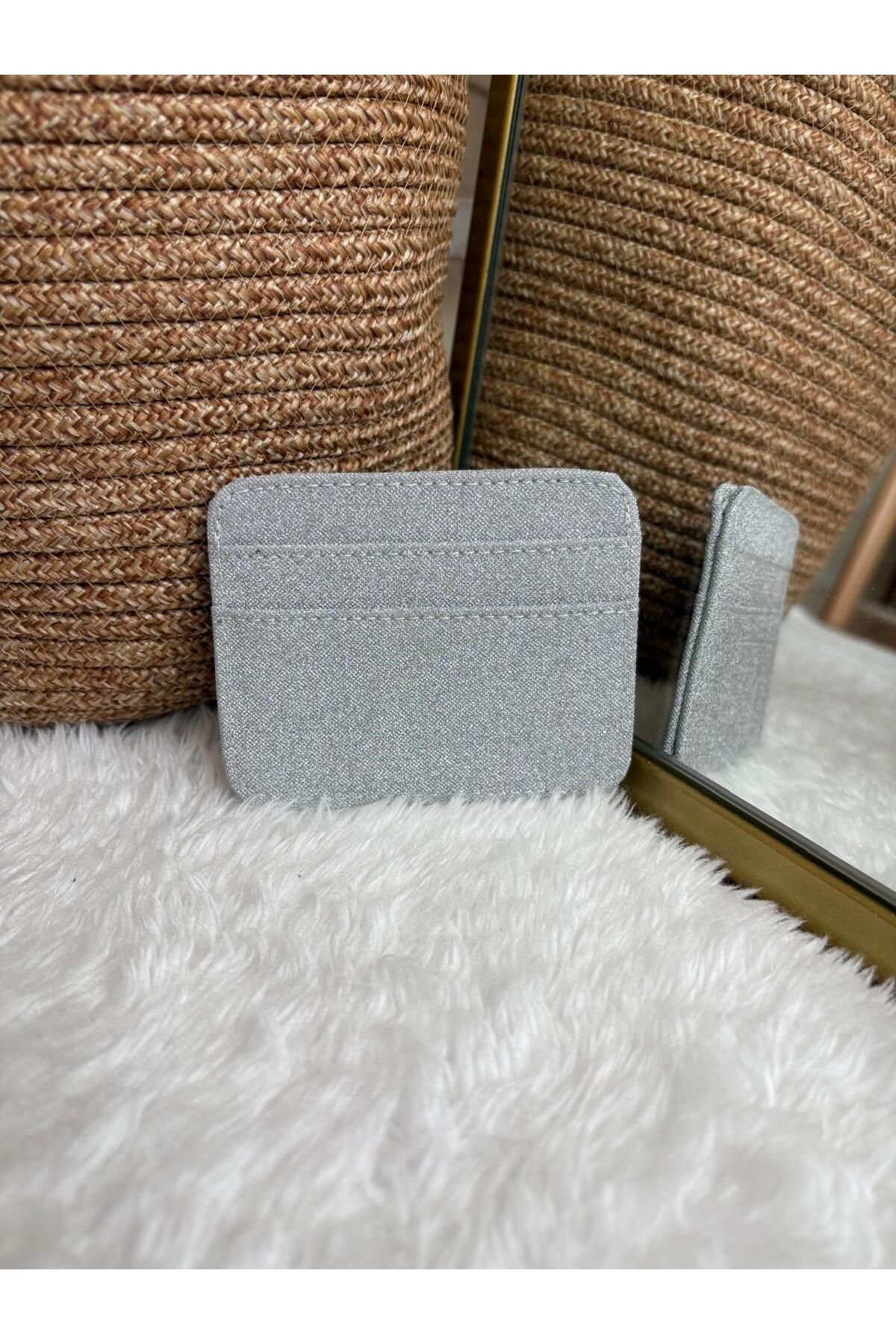 Z&M COLLECTION BAG SHOPPİNG Parlak Simli Ultra İnce Kadın Kartlık