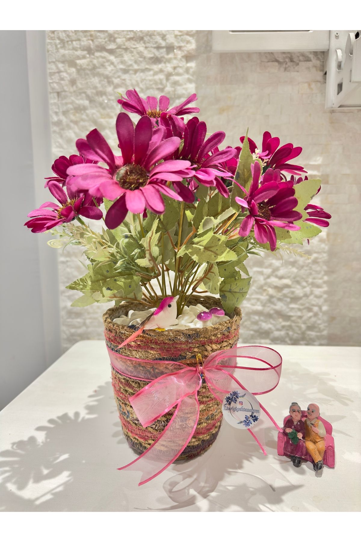 Luvi Handmade Hasır Saksılı🌸 Kalıcı Yapay Papatyalar🌸
