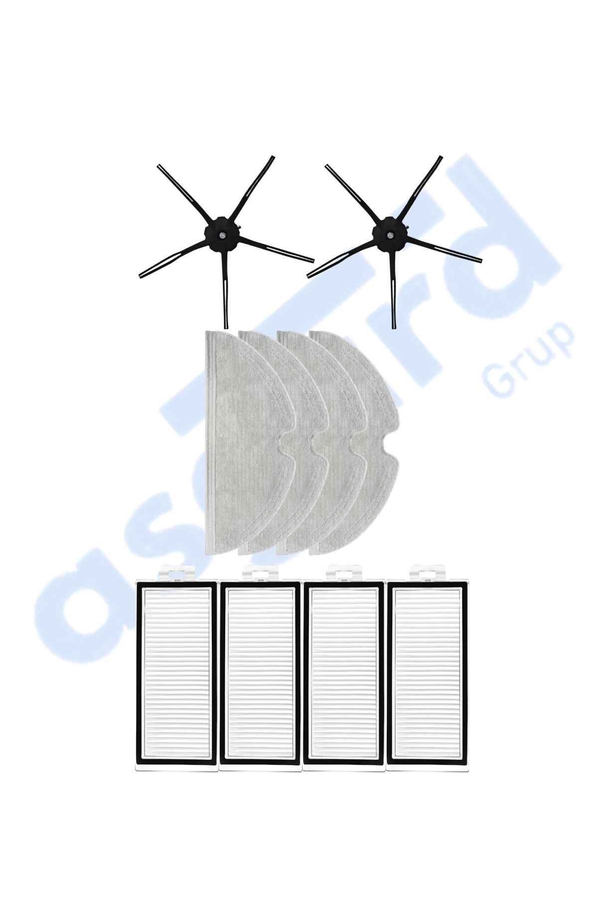 Asgard Grup ROBOROCK Q7 , Q7+ , Q7 MAX , Q7 MAX+ Uyumlu 2 Yan Fırça 4 Filtre 4 Mop