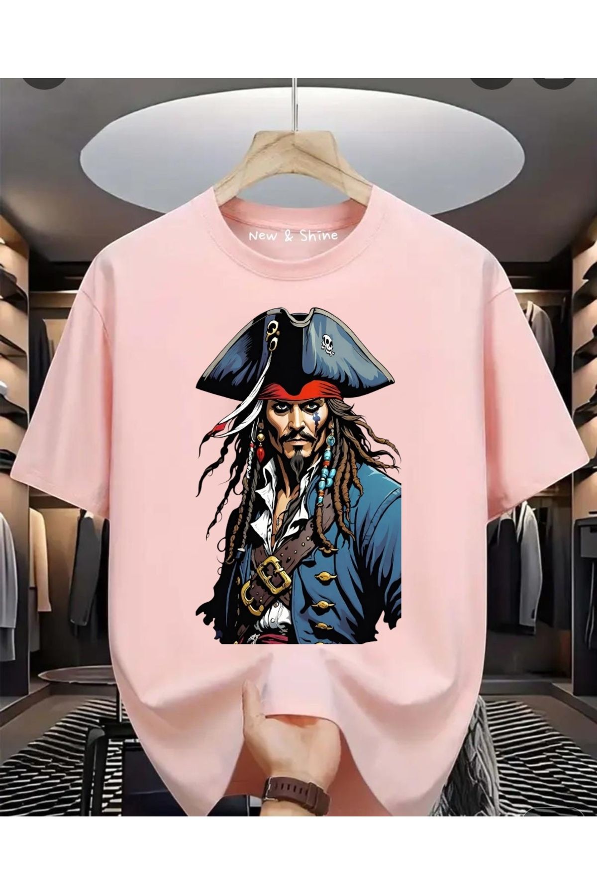 New Shine Jack Sparrow Baskılı Oversize T-Shirt