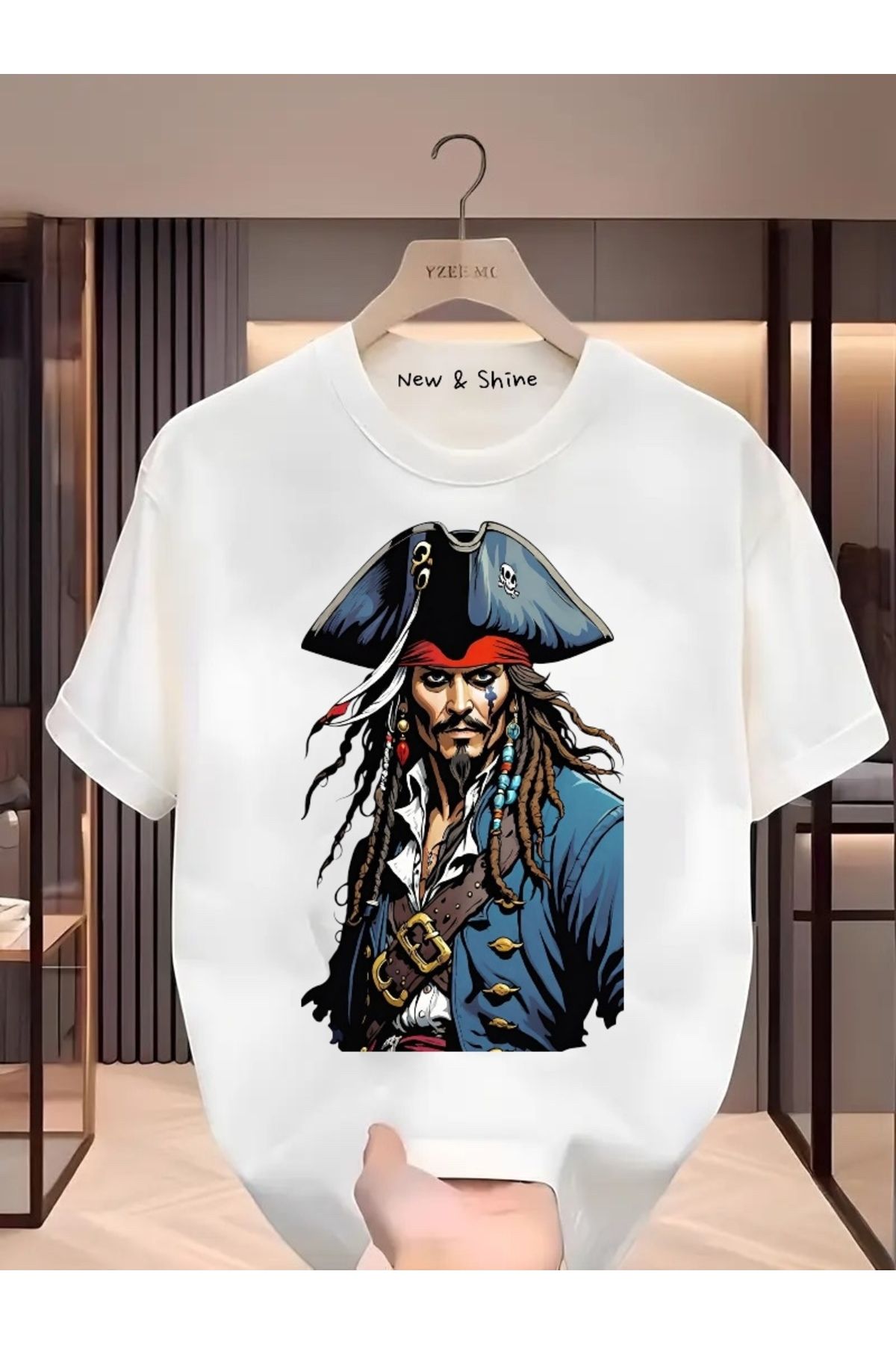 New Shine Jack Sparrow Baskılı Oversize T-Shirt