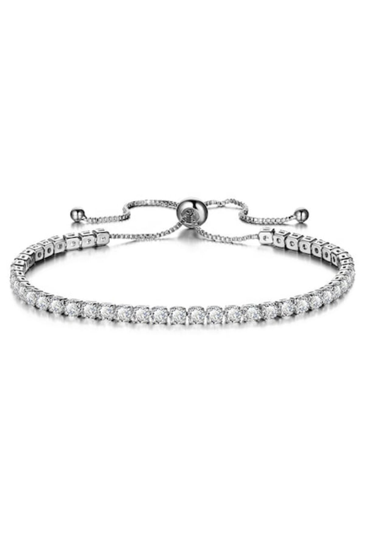 Tessero-- Brățară tenis de damă placată cu argint, reglabilă, 15+4 cm, pietre de zirconiu, argint 1