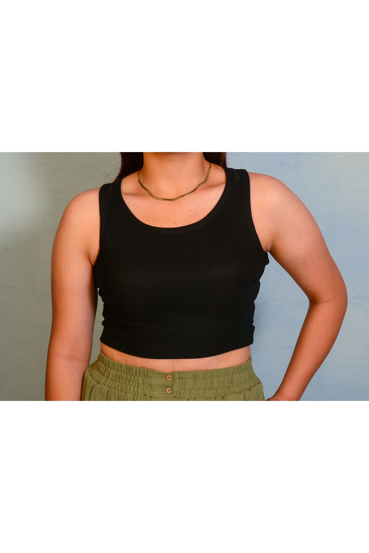 Bumu Elegancy Kadın Satenli Kumaş Asklılı Crop