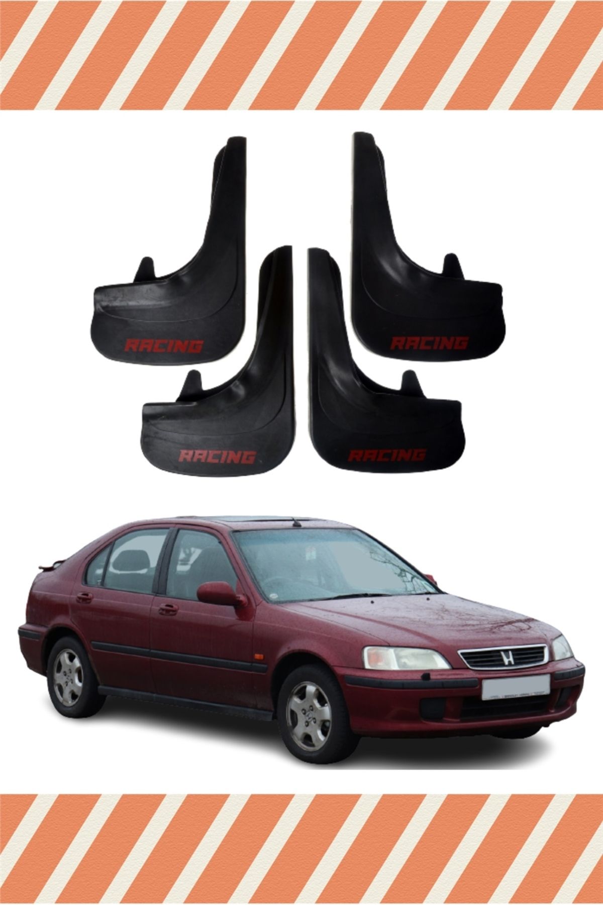 ALPAX OTOMOTİV Honda Civic Euro Hb 1996-2001 Racing Yazılı 4'lü Tozluk Çamurluk Paçalık