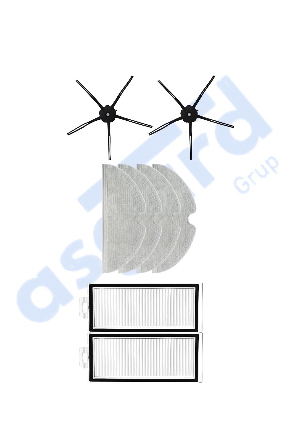 Asgard Grup ROBOROCK Q7 , Q7+ , Q7 MAX , Q7 MAX+ Uyumlu 2 Yan Fırça 2 Filtre 4 Mop