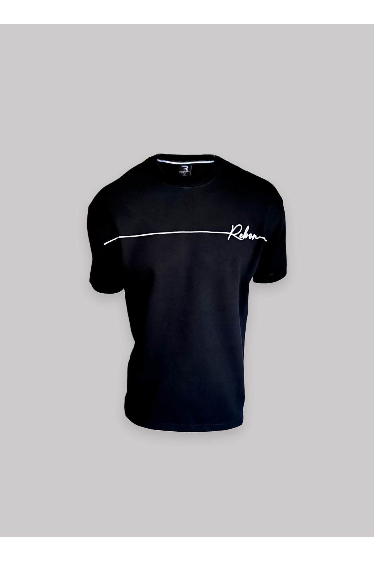 REBORN Kısa Kollu Oversize Beyaz/Siyah Erkek T-Shirt