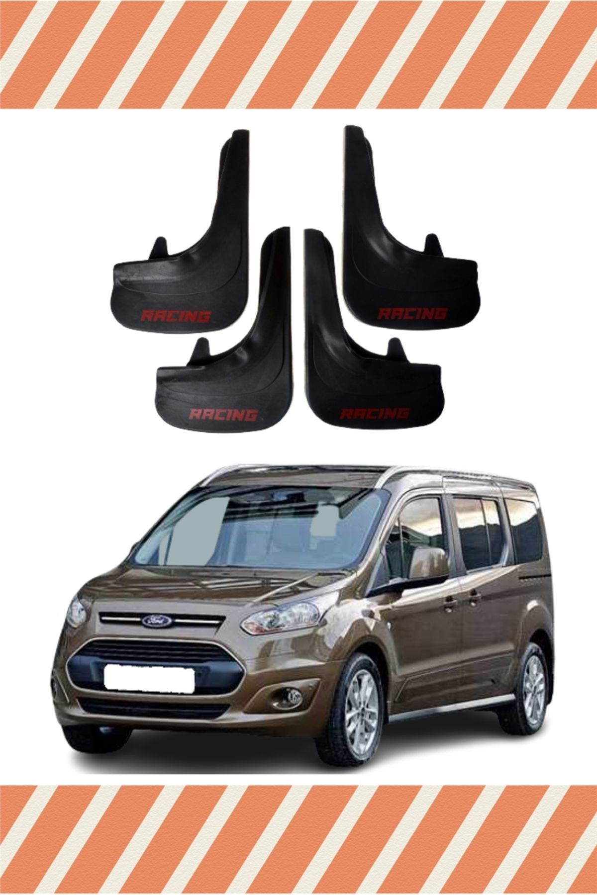 ALPAX OTOMOTİV Ford Connect 4 Kapı 2014 Ve Sonrası Racing Yazılı 4'lü Tozluk Çamurluk Paçalık