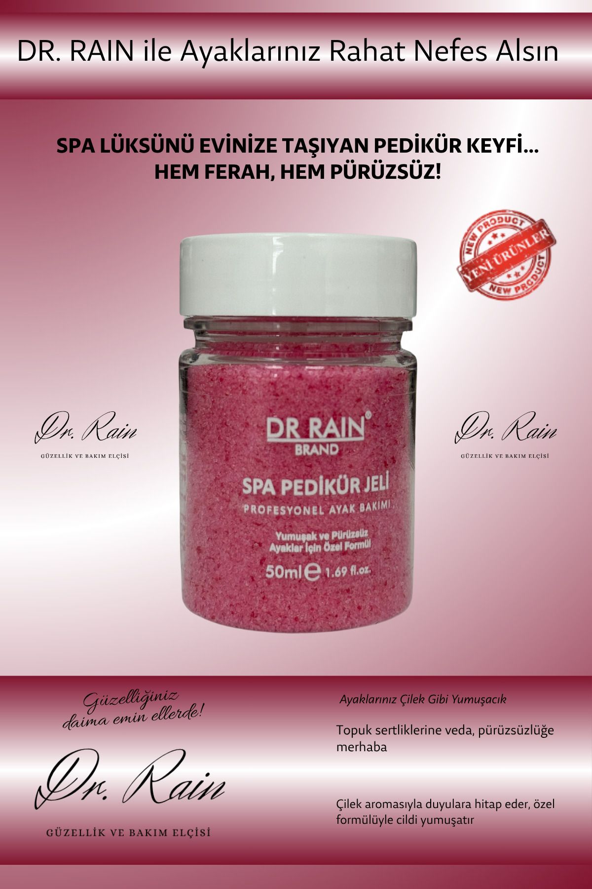 DR.RAİN Dr. Rain Çilek Aromalı Spa Pedikür Jeli 50 ml – Yumuşatıcı ve Ferahlatıcı Ayak Bakım Jeli