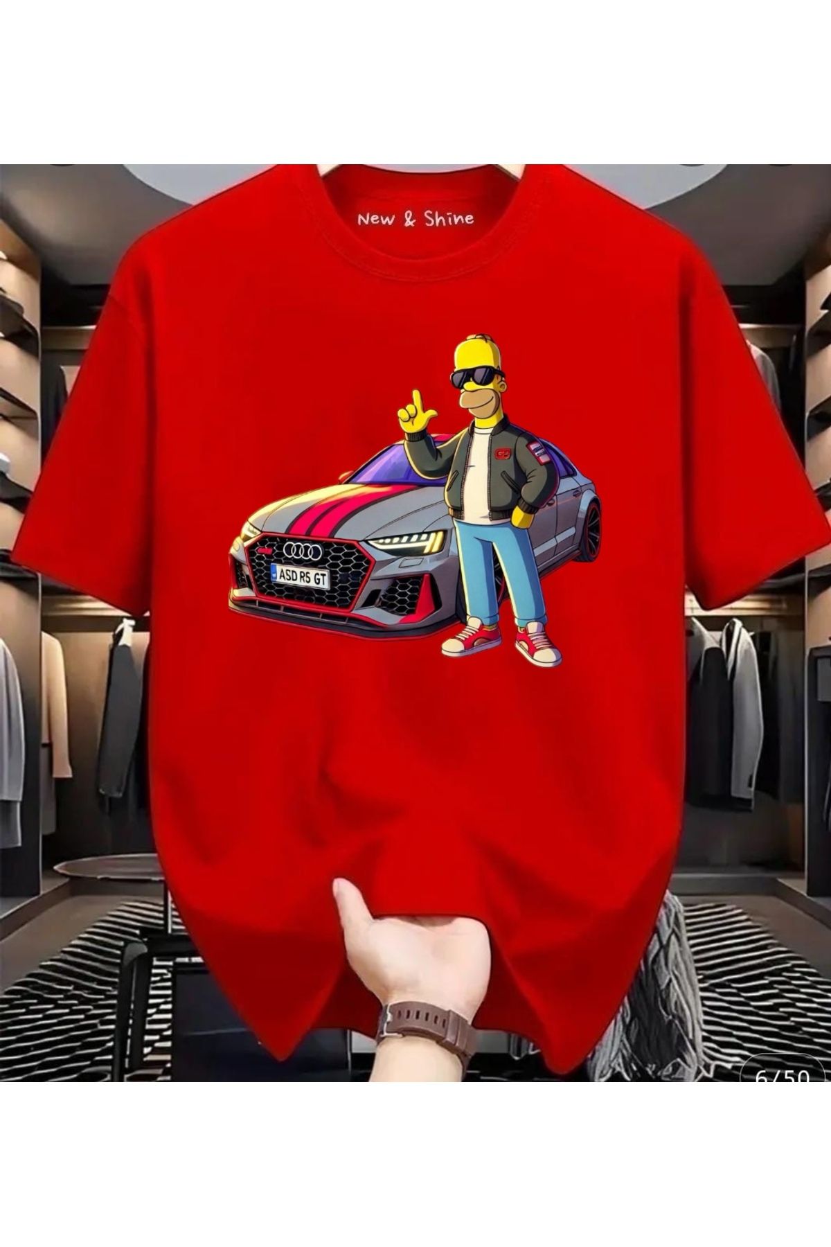 New Shine Simpson Araba Baskılı Oversize T-Shirt
