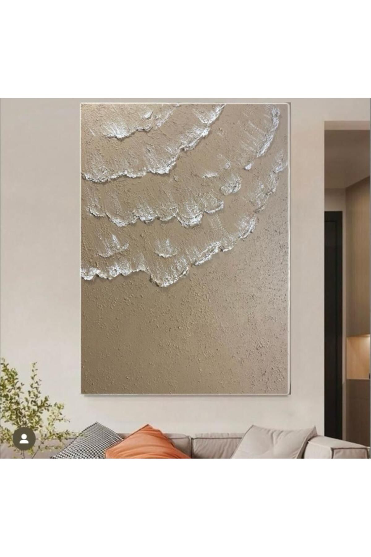 WDesignArt Kum ve Dalgalar Doku Tablo, 3 Boyutlu Tablo, Texture Art, Iskandinav Tablo, Doku Sanatı 50 x 70