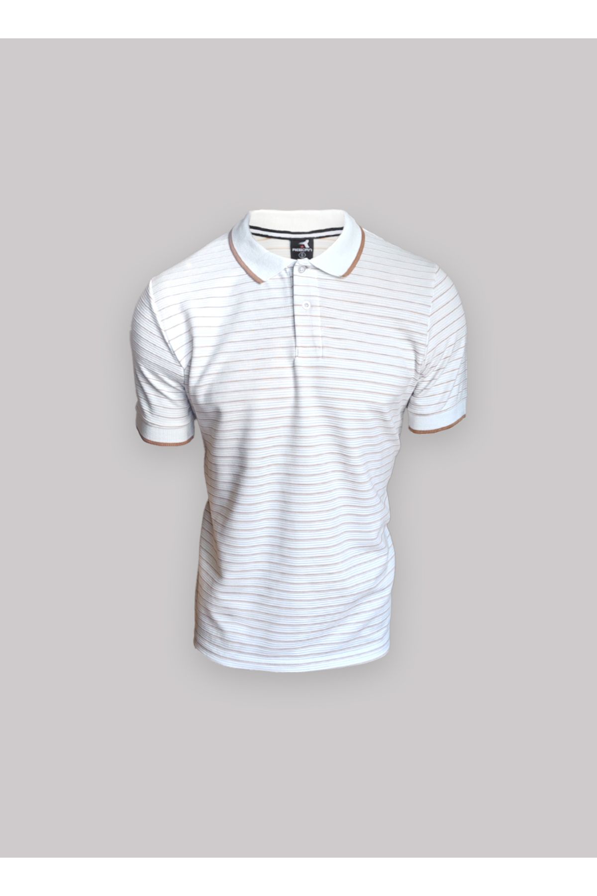 REBORN Polo Yaka Çizgili Kısa Kollu Erkek T-Shirt