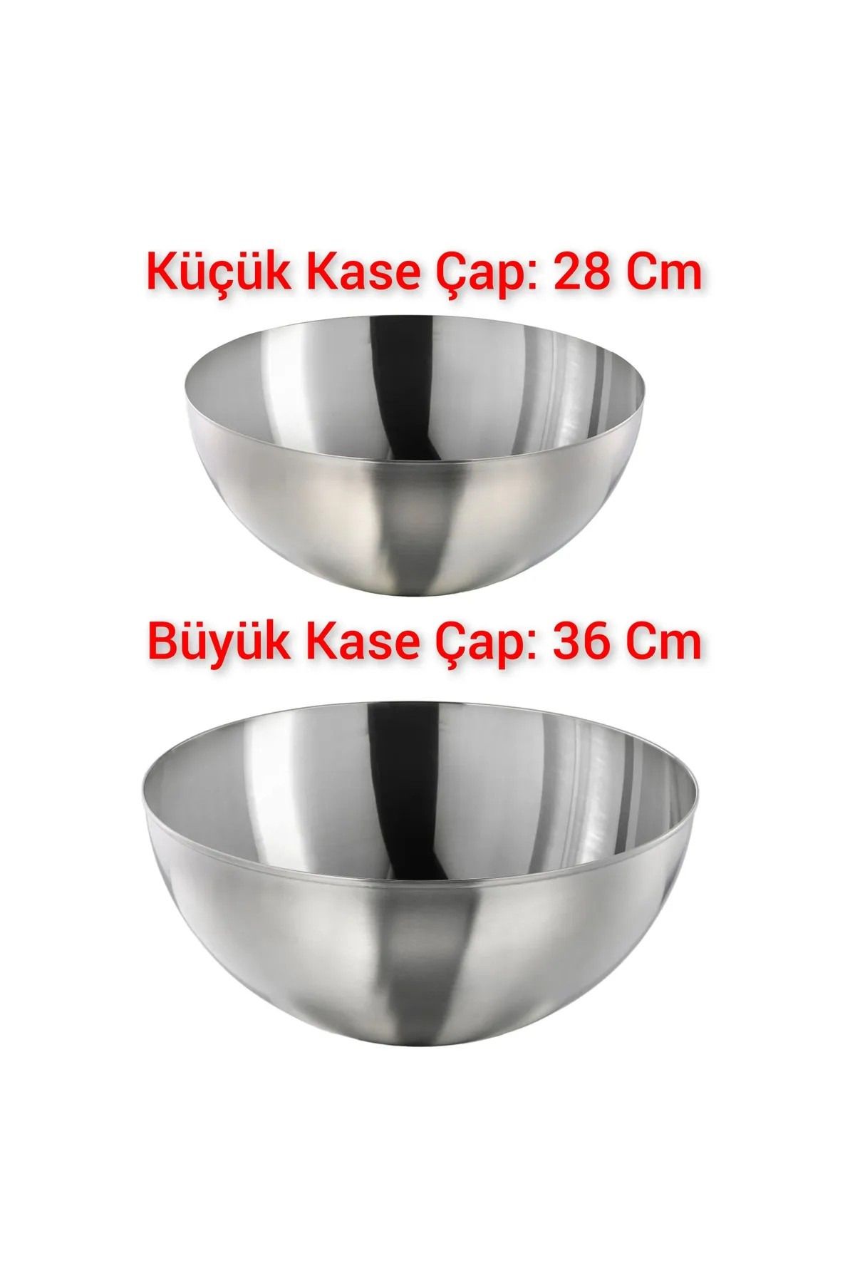 IKEA Premium 2 Adet Büyük Boy Kase Karıştırma Kasesi Kabı 28 Cm ve 36 Cm Salata Kasesi Paslanmaz Çelik