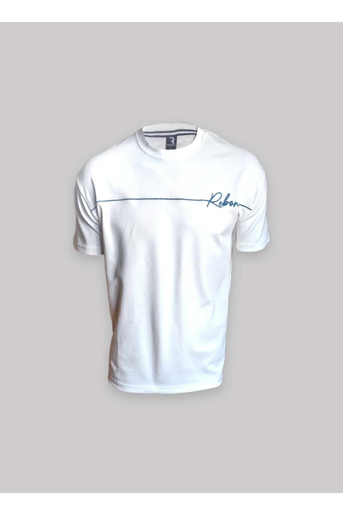 REBORN Kısa Kollu Oversize Beyaz/Siyah Erkek T-Shirt