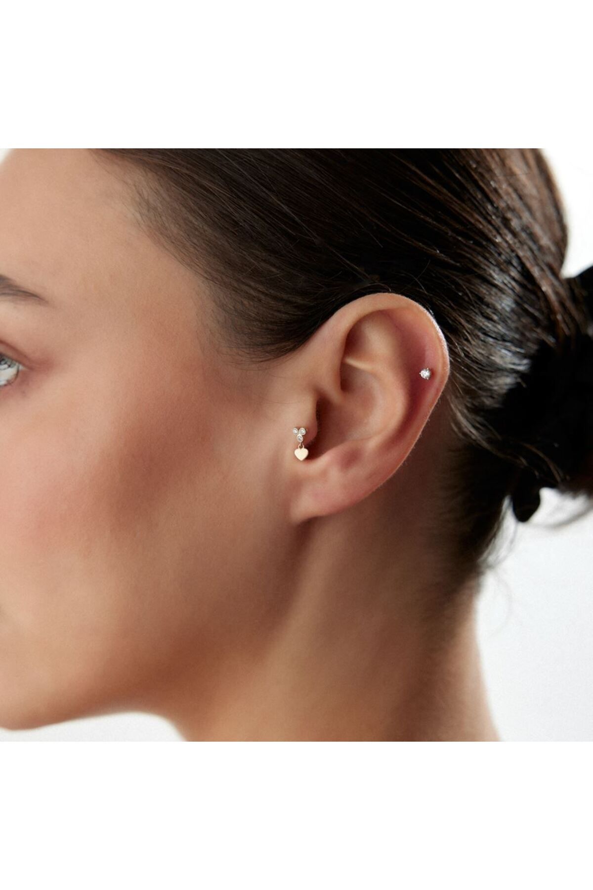 FIRAT KUYUMCULUK Kalp Damla Taşlı Piercing