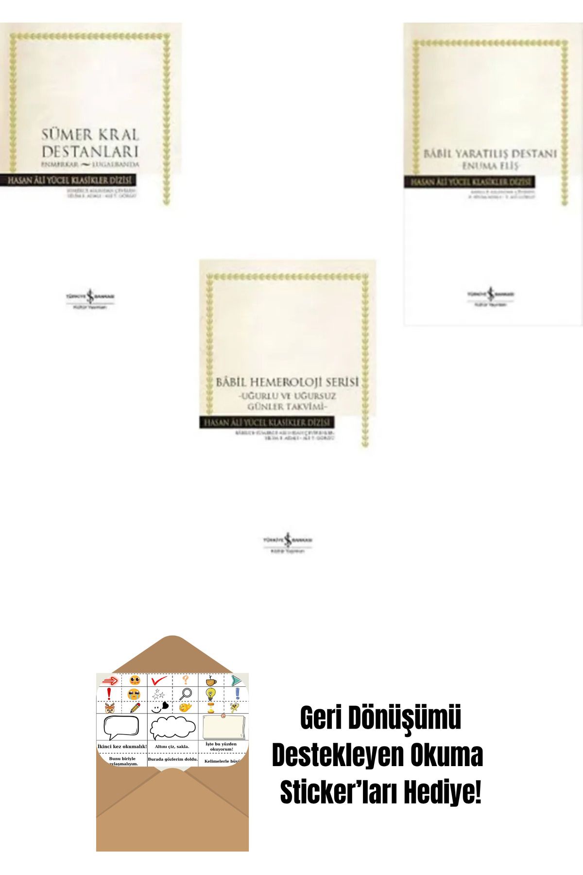 TÜRKİYE İŞ BANKASI KÜLTÜR YAYINLARI Babil Sümer Destanları 3 Kitap Set + Okuma Sticker'ları