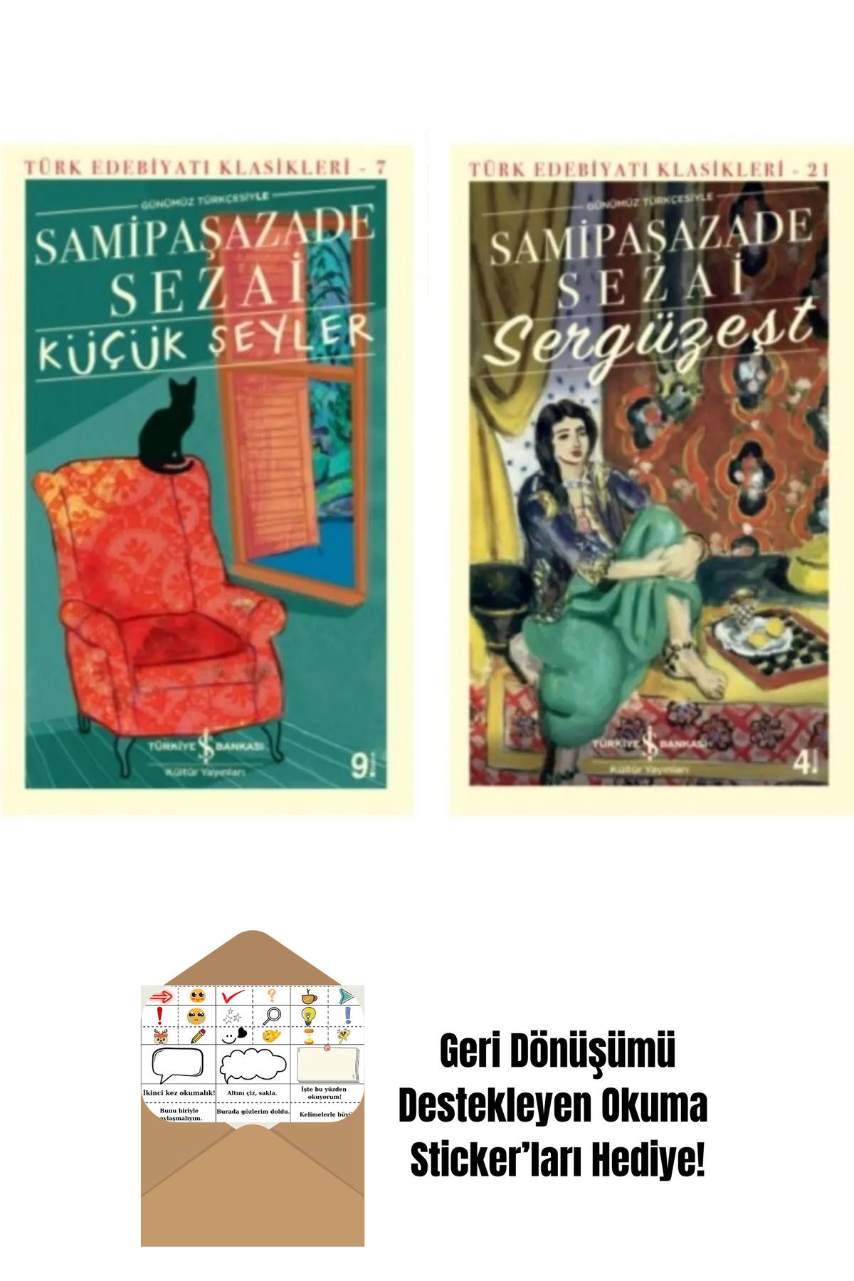 TÜRKİYE İŞ BANKASI KÜLTÜR YAYINLARI Samipaşazade Sezai 2 Kitap Set + Okuma Sticker'ları