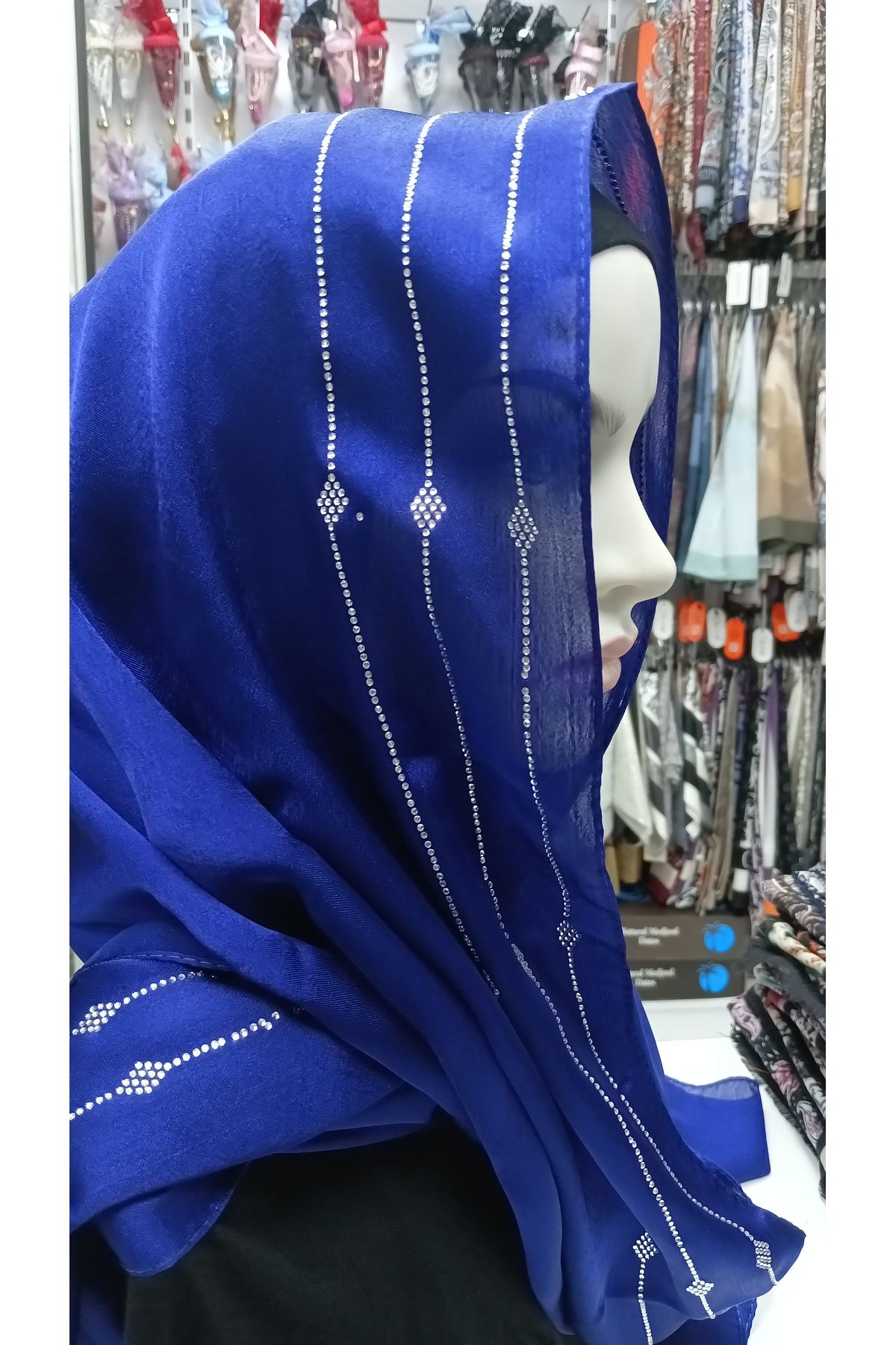hilalay UZAK ŞEHİR SADAKAT SAKS MAVİSİ ABİYE TAŞLI ŞAL