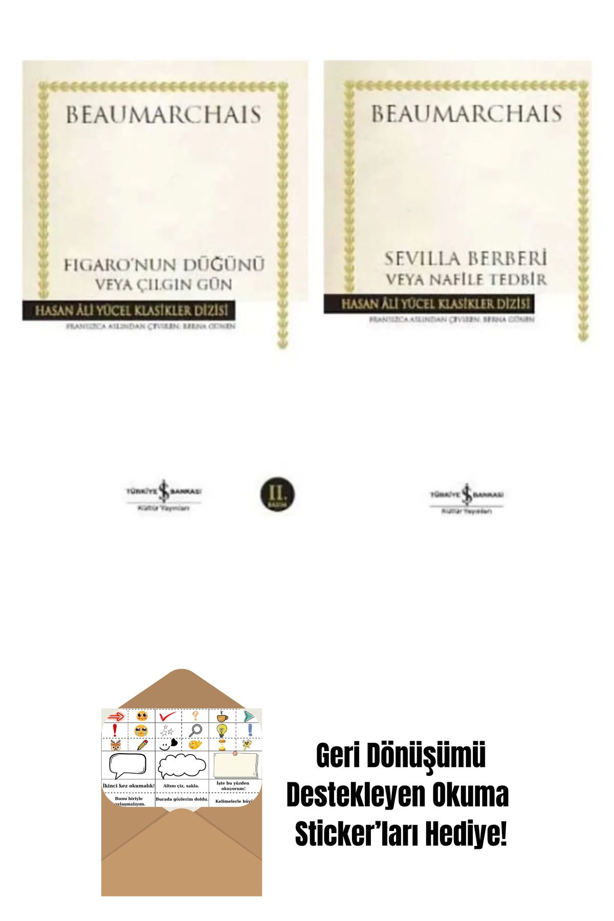 TÜRKİYE İŞ BANKASI KÜLTÜR YAYINLARI Beaumarchais 2 Kitap Set + Okuma Sticker'ları