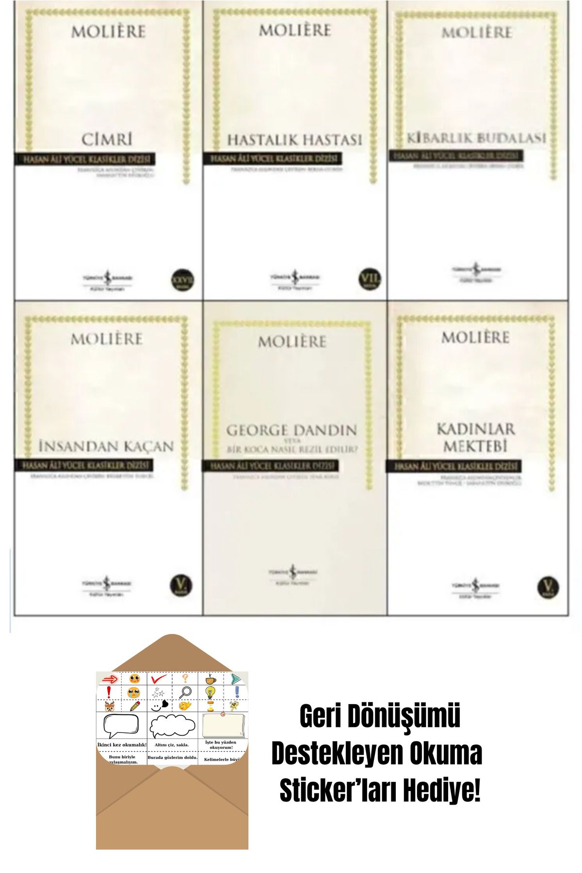 TÜRKİYE İŞ BANKASI KÜLTÜR YAYINLARI Moliere 6 Kitap Set + Okuma Sticker'ları