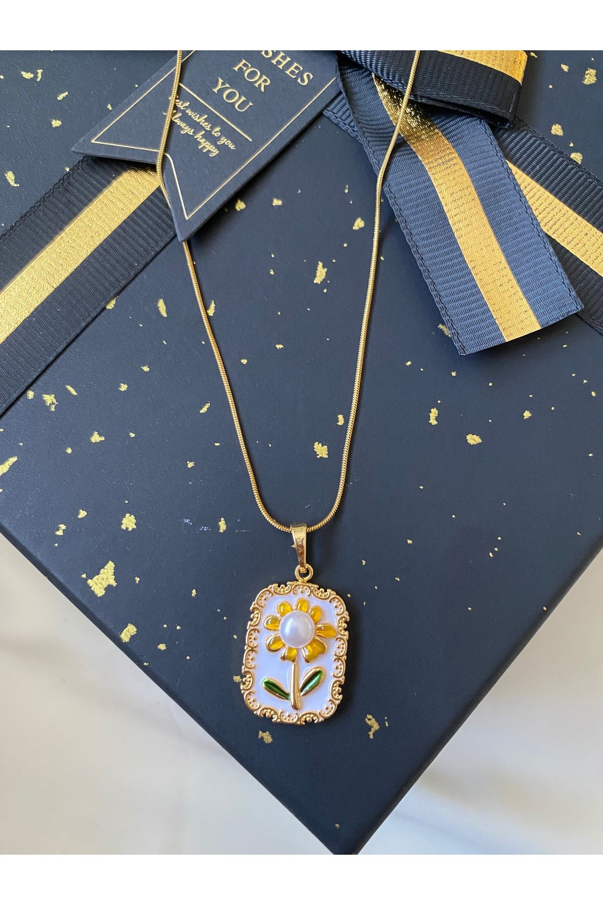 asem jewelry PAPATYA İNCİ DETAYLI VİNTAGE ÇELİK KOLYE