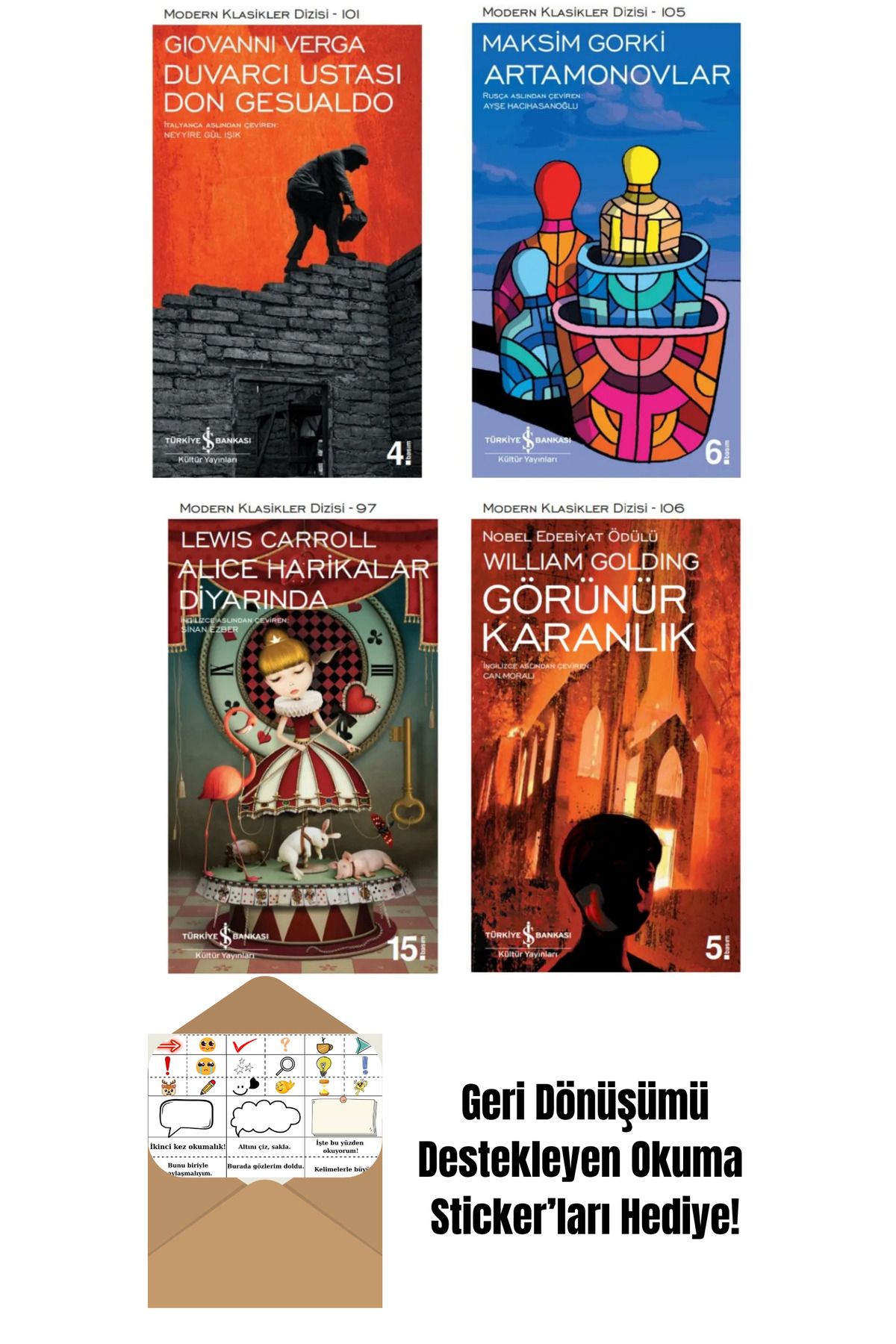 TÜRKİYE İŞ BANKASI KÜLTÜR YAYINLARI İş Bankası Klasikleri 4 Kitap Set + Okuma Sticker'ları