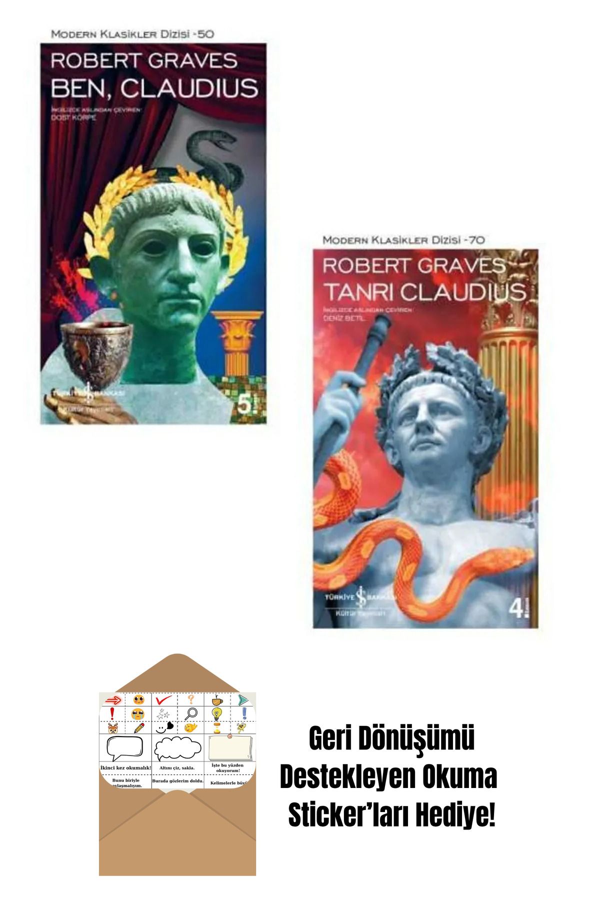 TÜRKİYE İŞ BANKASI KÜLTÜR YAYINLARI Robert Graves 2 Kitap Set + Okuma Sticker'ları