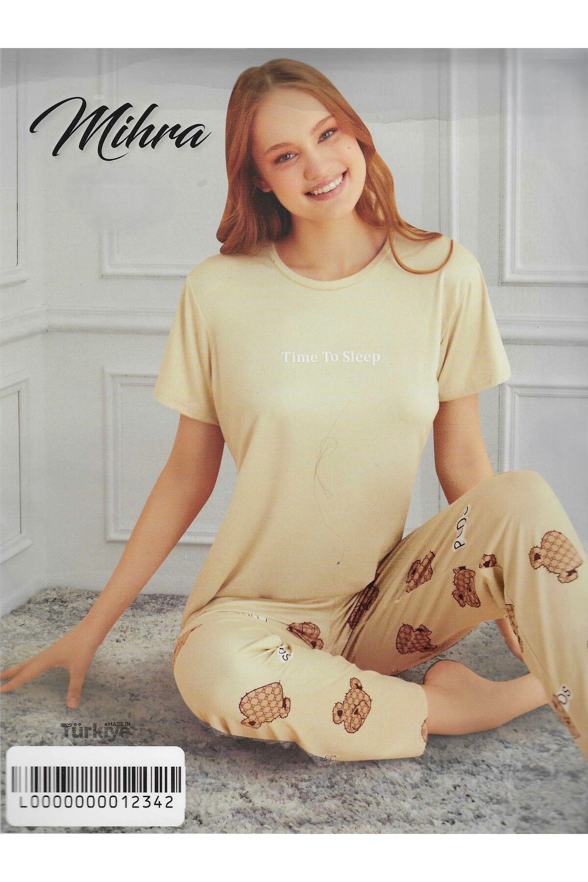 Mihra YaRuz Mihra Kadın Kısa Kol bej Pijama Takımı 50107-07