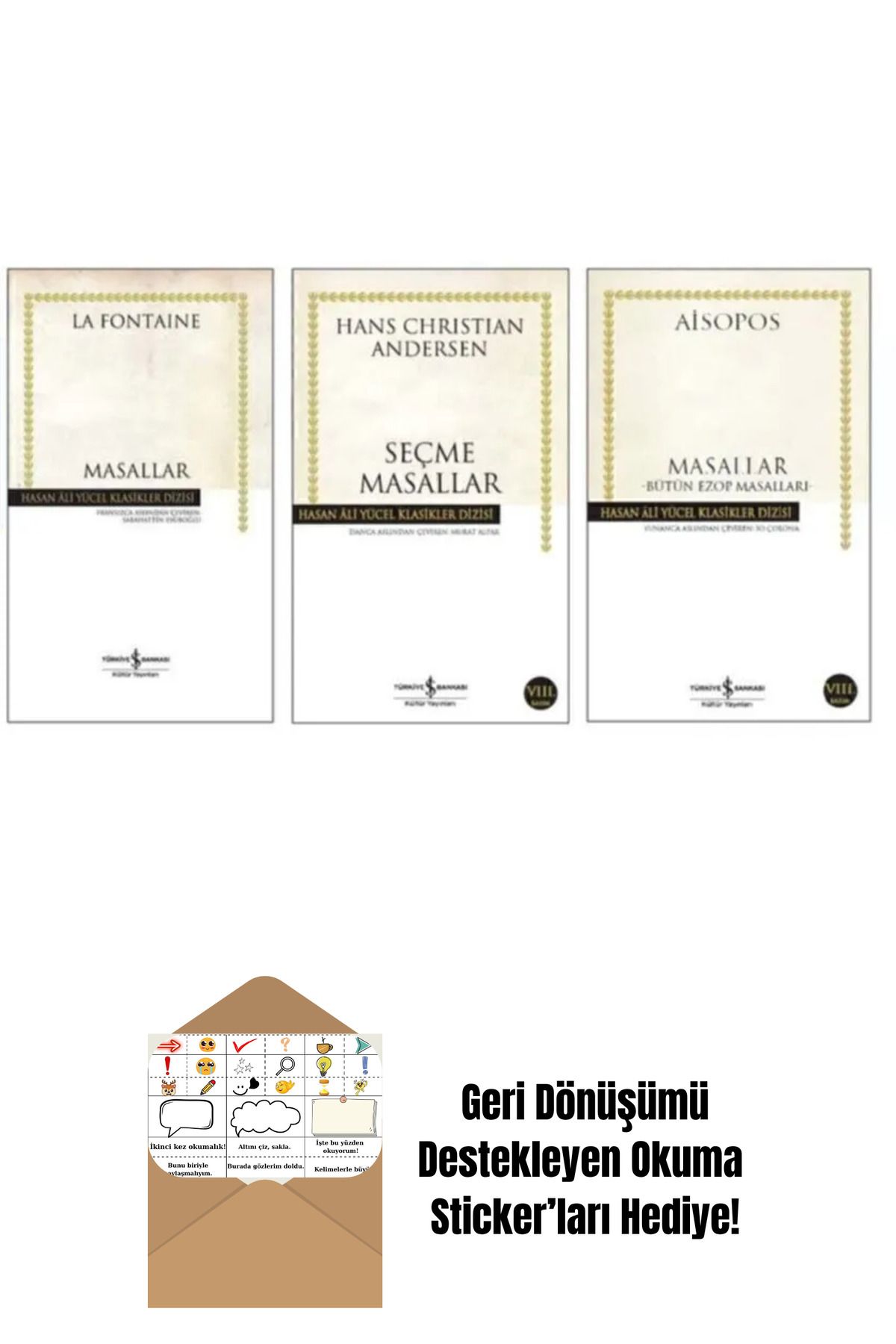 TÜRKİYE İŞ BANKASI KÜLTÜR YAYINLARI İş Bankası 3 Kitap Masal Seti + Okuma Sticker'ları