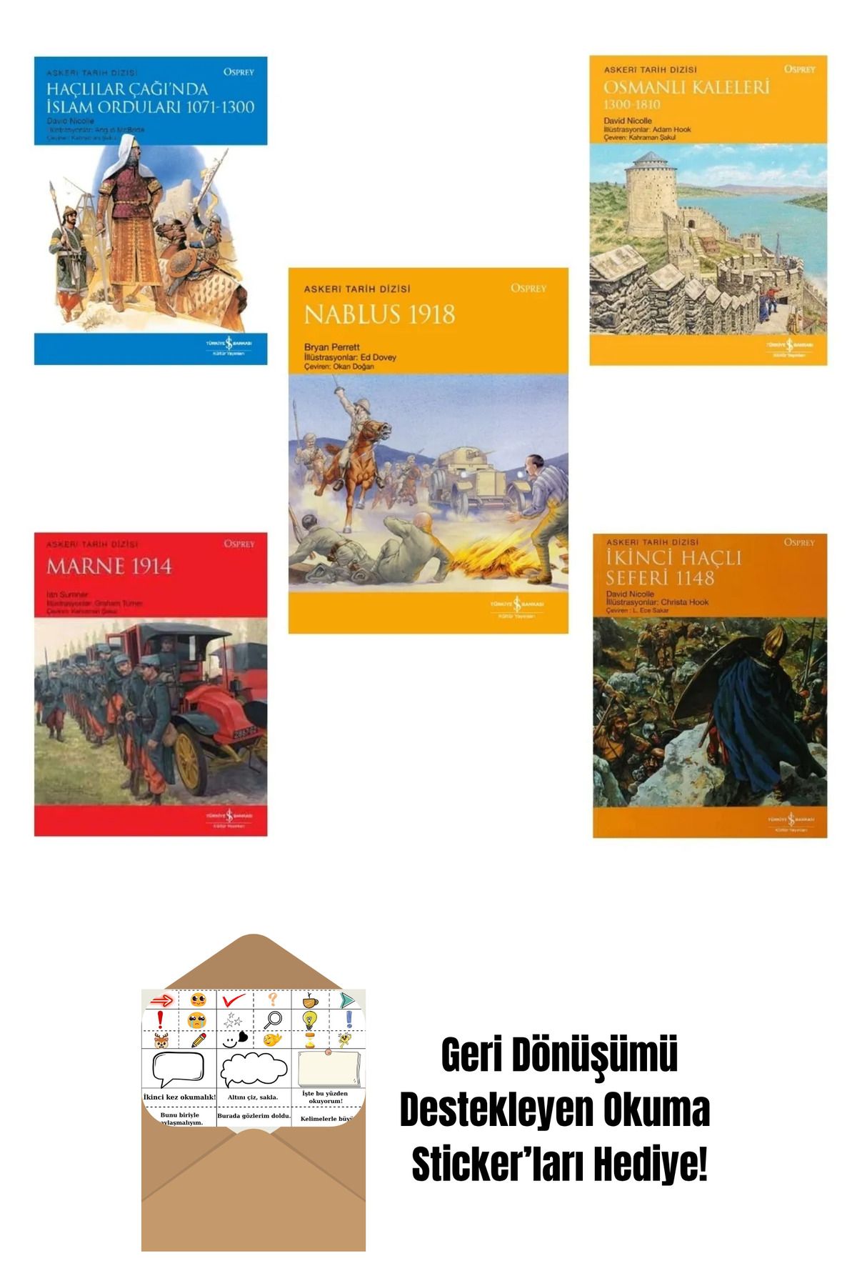 TÜRKİYE İŞ BANKASI KÜLTÜR YAYINLARI Osprey Askeri Tarih 5 Kitap Set + Okuma Sticker'ları
