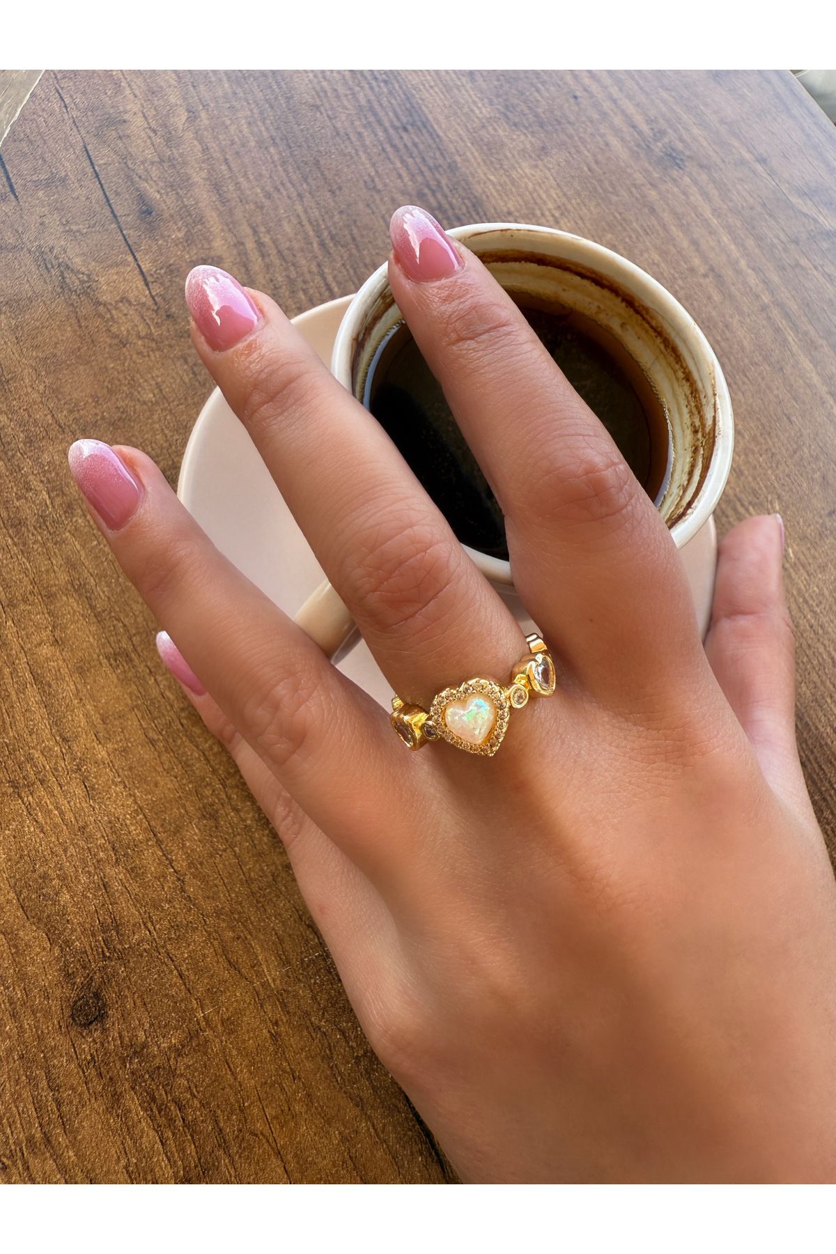 HeyYou Jewelry Ayarlanabilir kalp yüzük