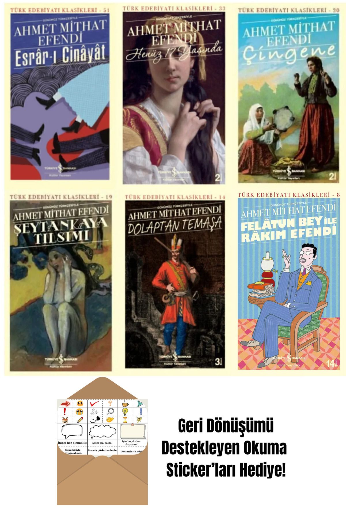 TÜRKİYE İŞ BANKASI KÜLTÜR YAYINLARI Ahmet Mithat Efendi 6 Kitap Set + Okuma Sticker'ları