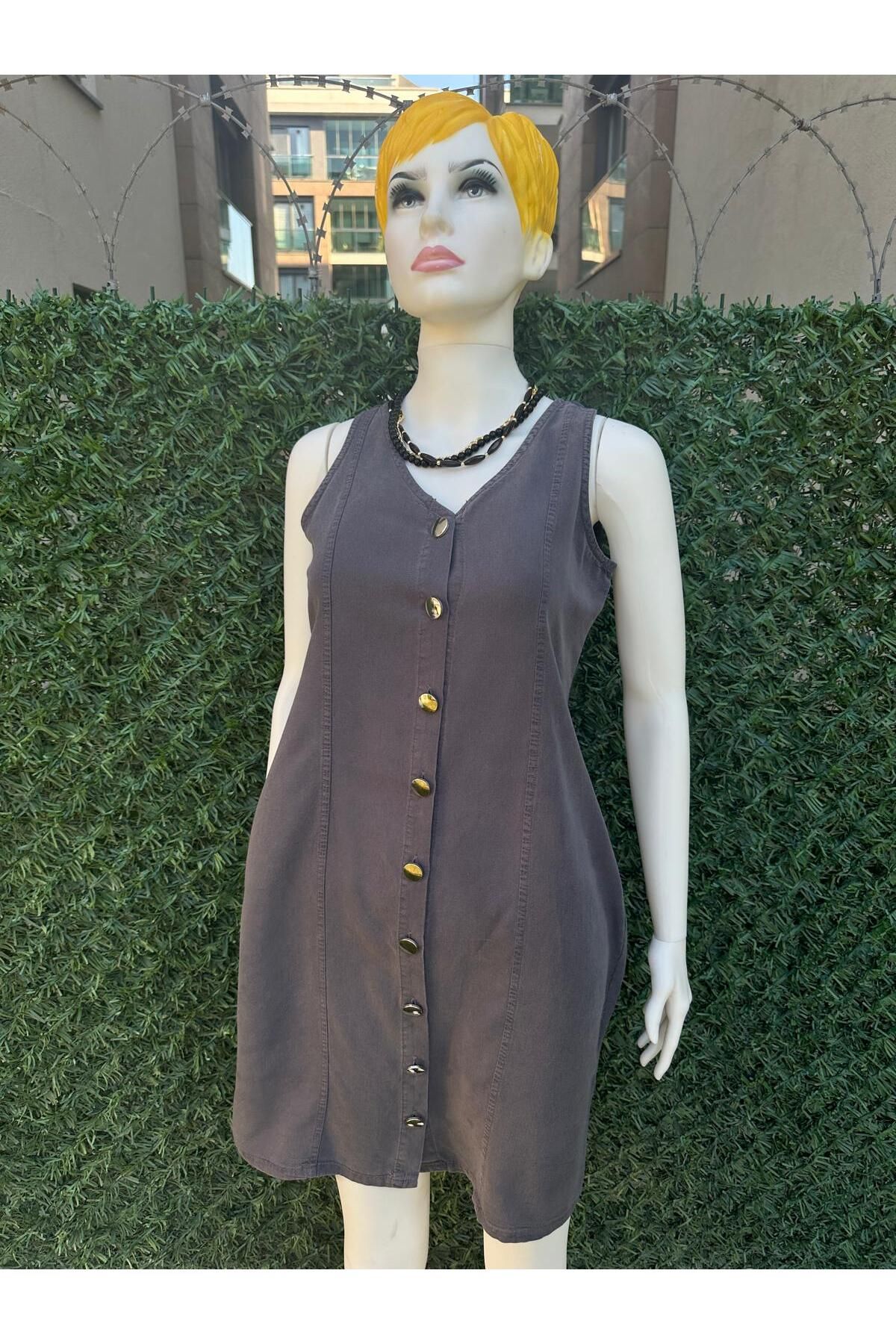 DOLCE QUEEN Kadın Önden Düğmeli Elbise (Tencel)
