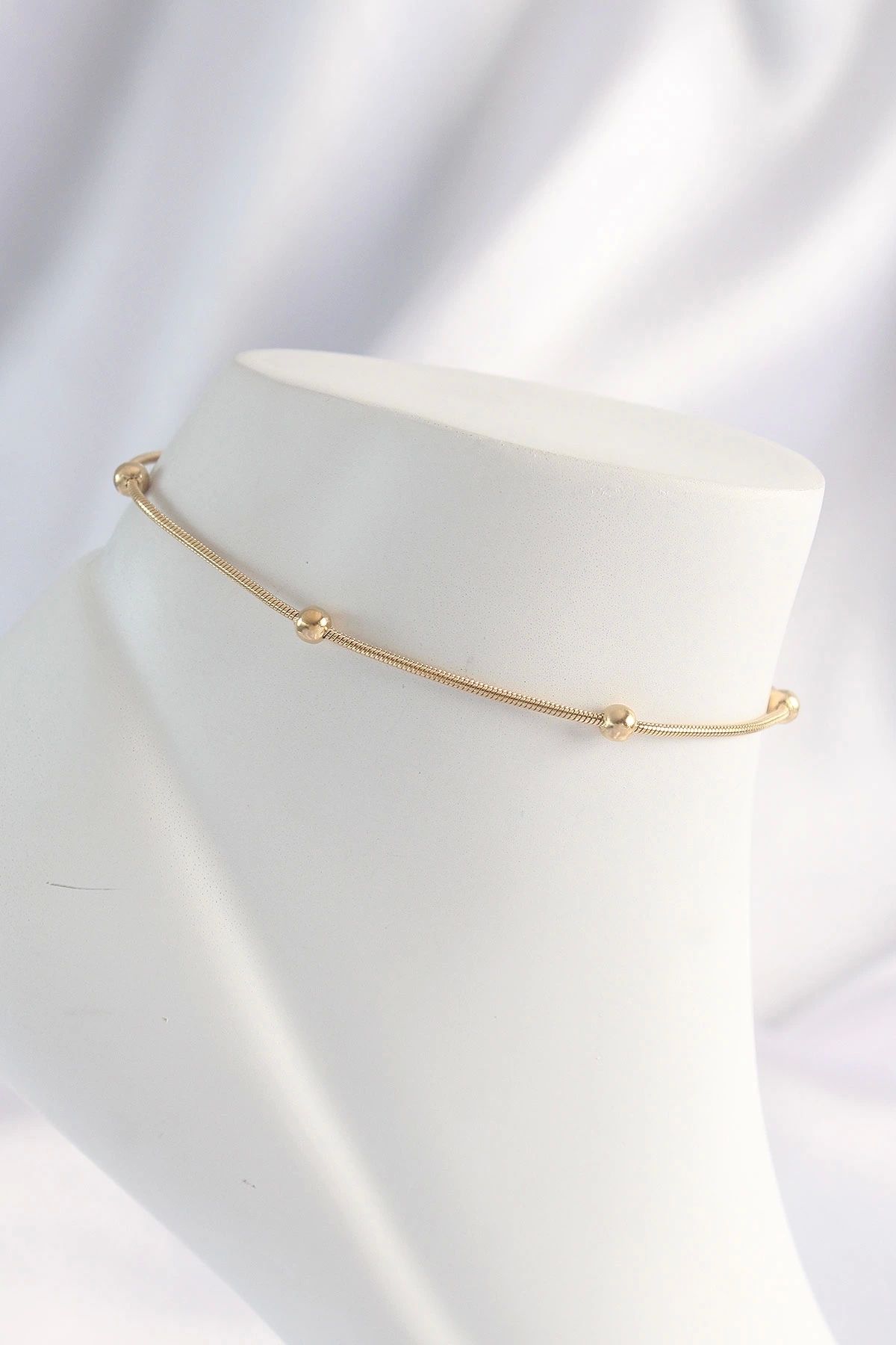 No8 Home 316L Çelik Gold Renk Minimal Topçuk Model Halhal