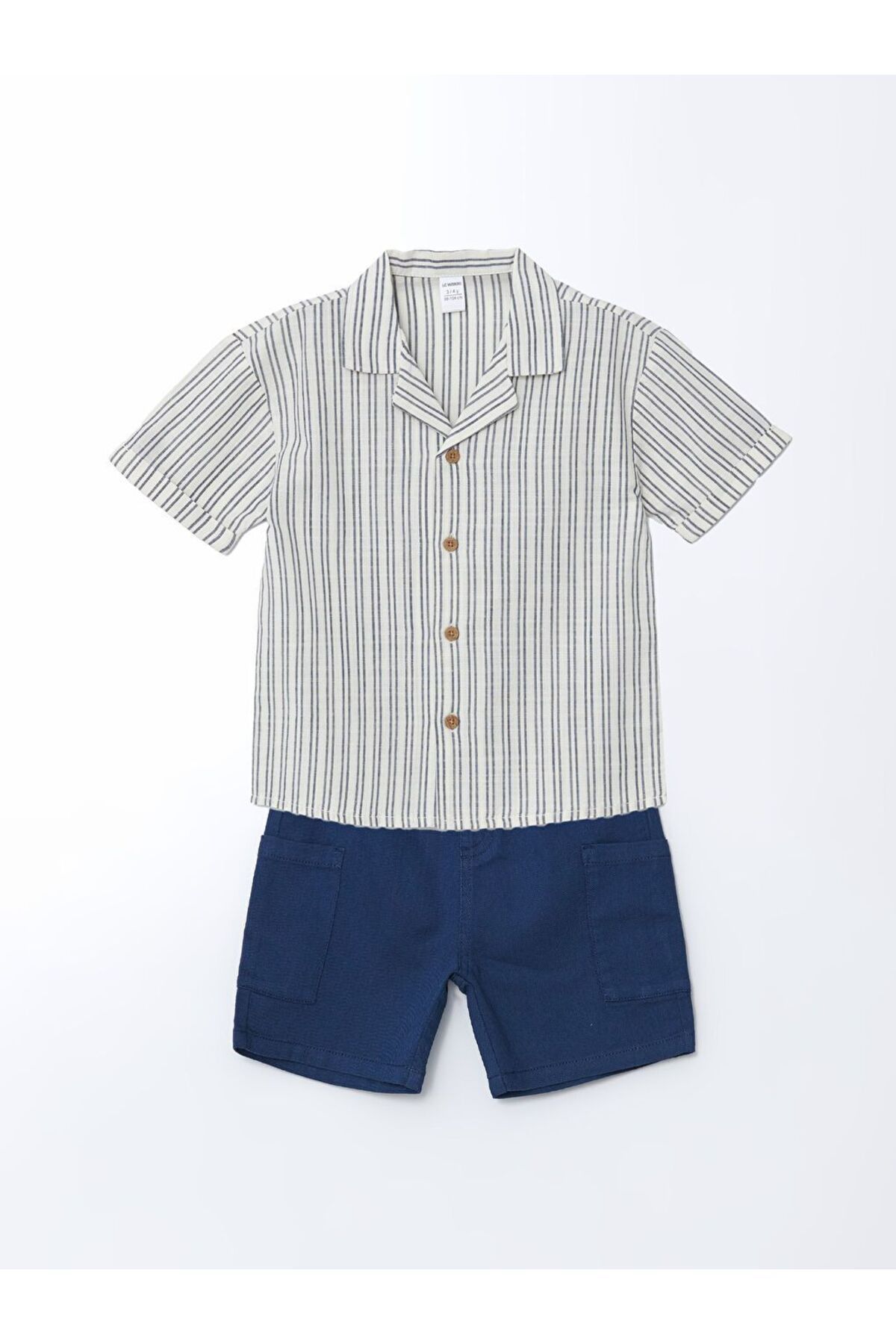 LC Waikiki LCW Kids Çizgili Erkek Çocuk Gömlek ve Şort 2'li